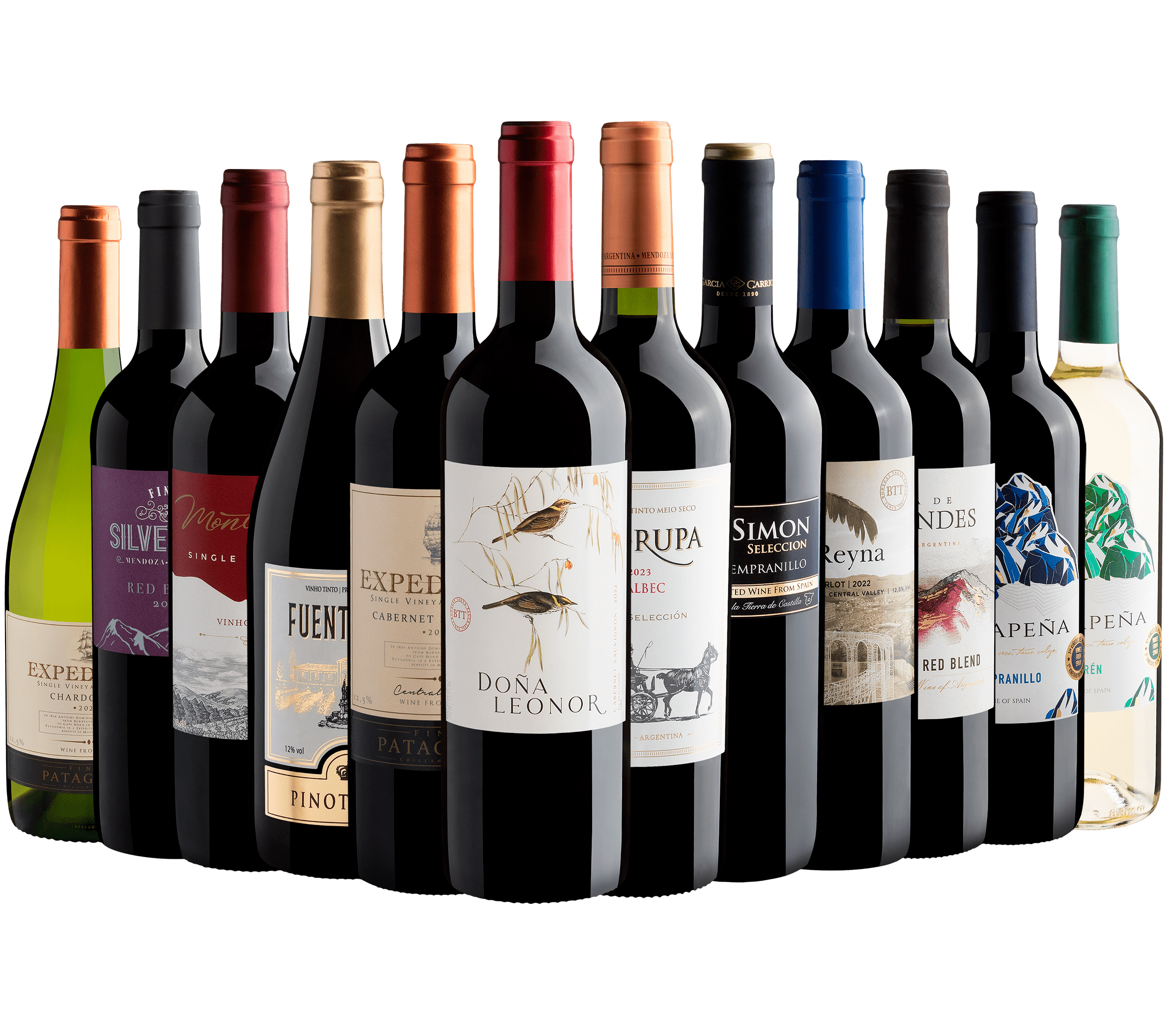 Kit 12 Vinhos por R$23,90 cada garrafa