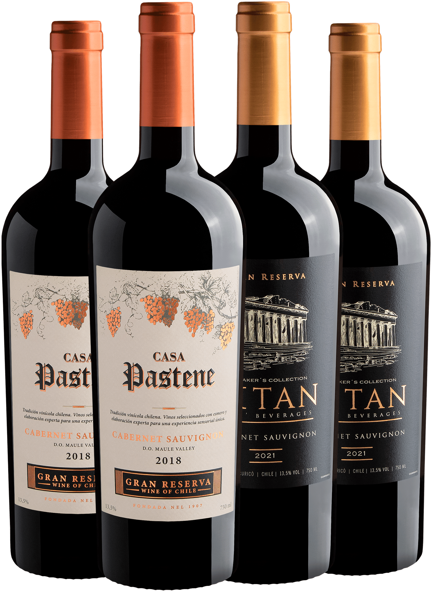 Kit Gran Reserva: 2 Casa Pastene Cabernet Sauvignon + 2 Titan 