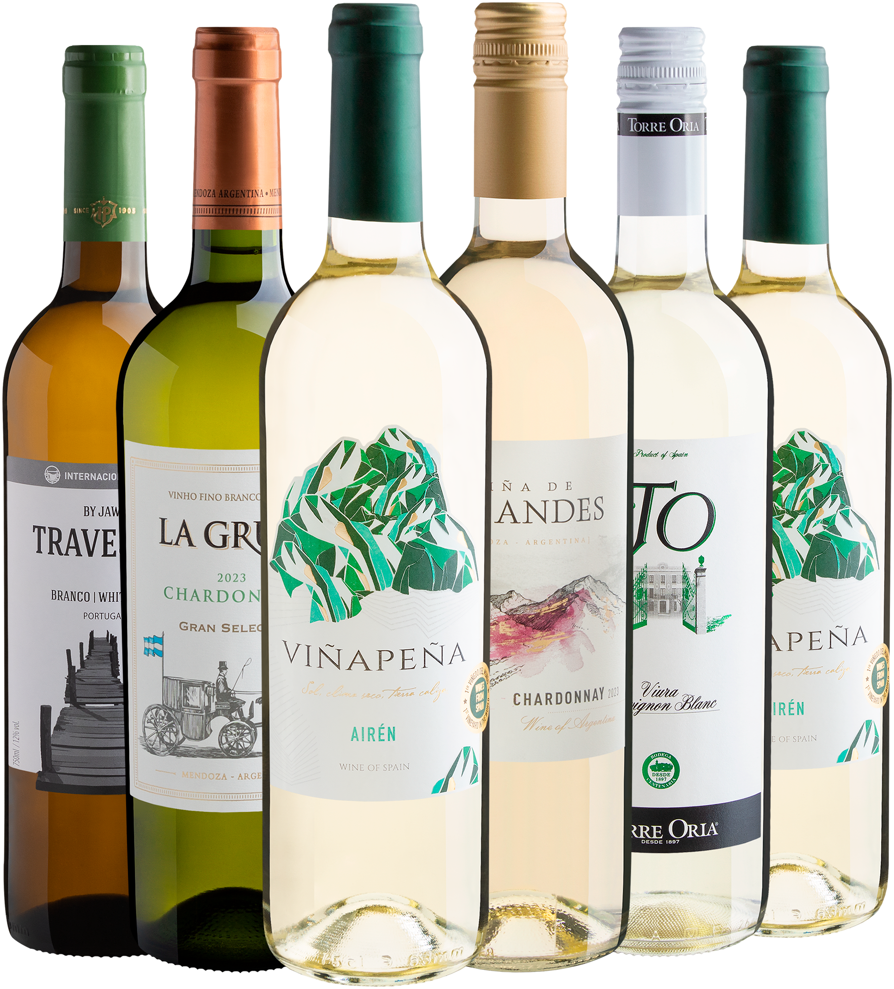 Kit 6 Vinhos Brancos por R$25,90 cada garrafa 