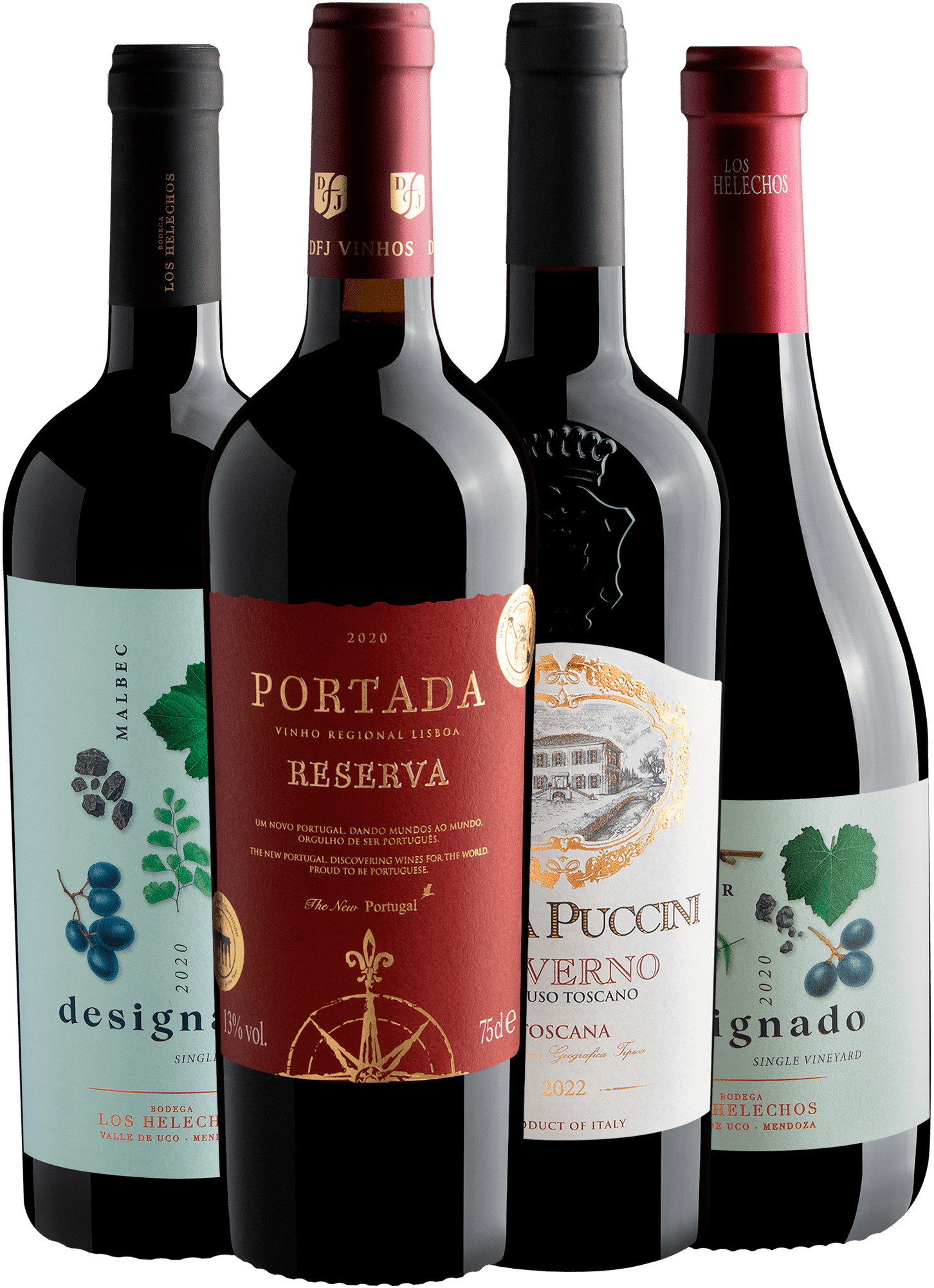 Kit 4 Vinhos Premium 90+ Pontos por R$79,90 cada garrafa