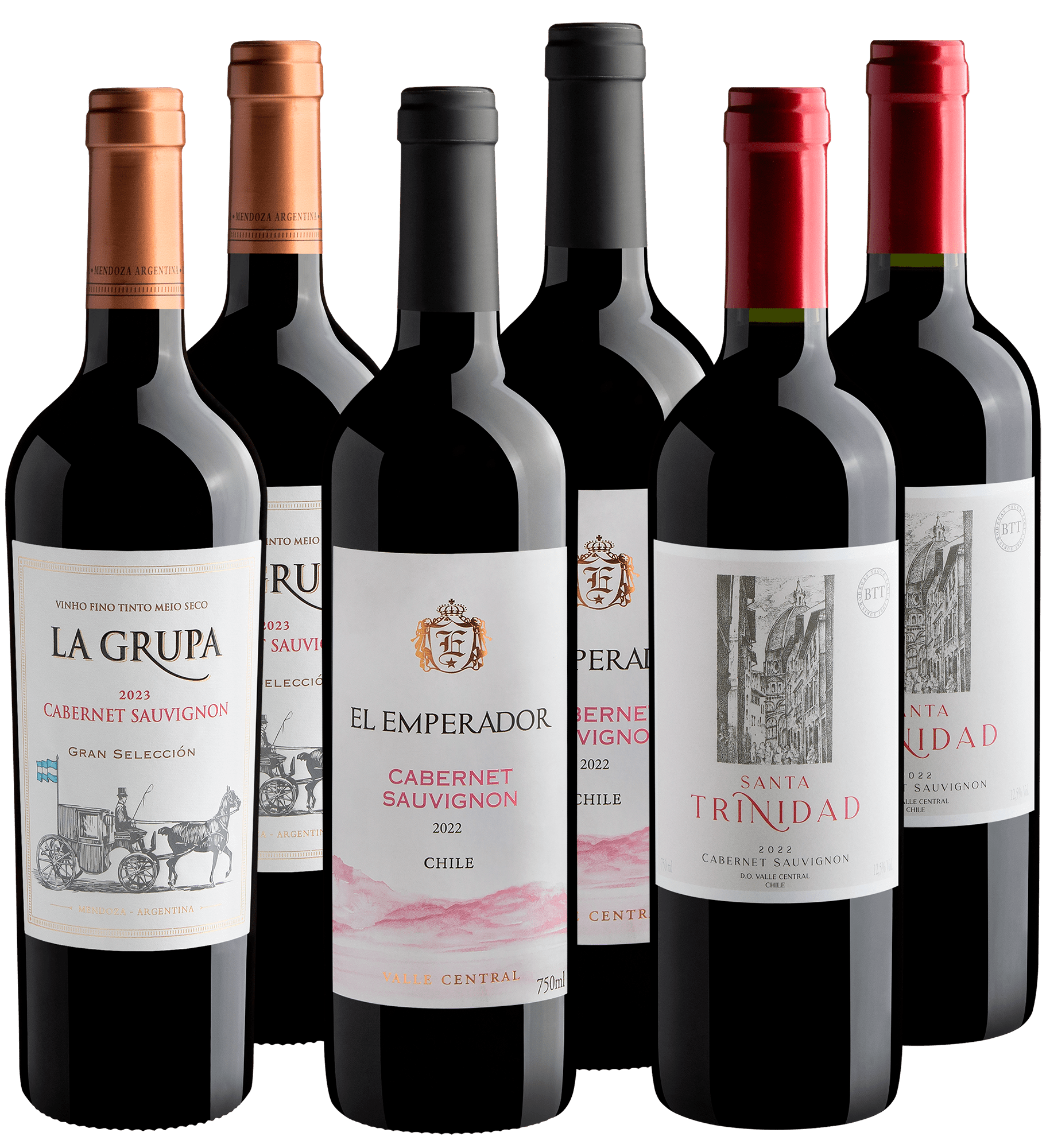 Kit 6 Cabernets Sauvignons por R$26,90 cada garrafa
