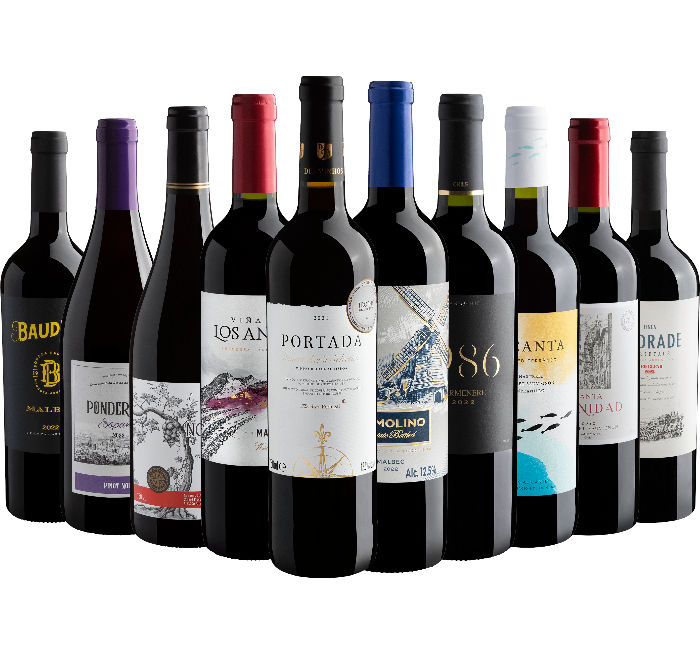 Kit 10 Vinhos com Portada Winemaker's Selection por R$29,90 cada garrafa