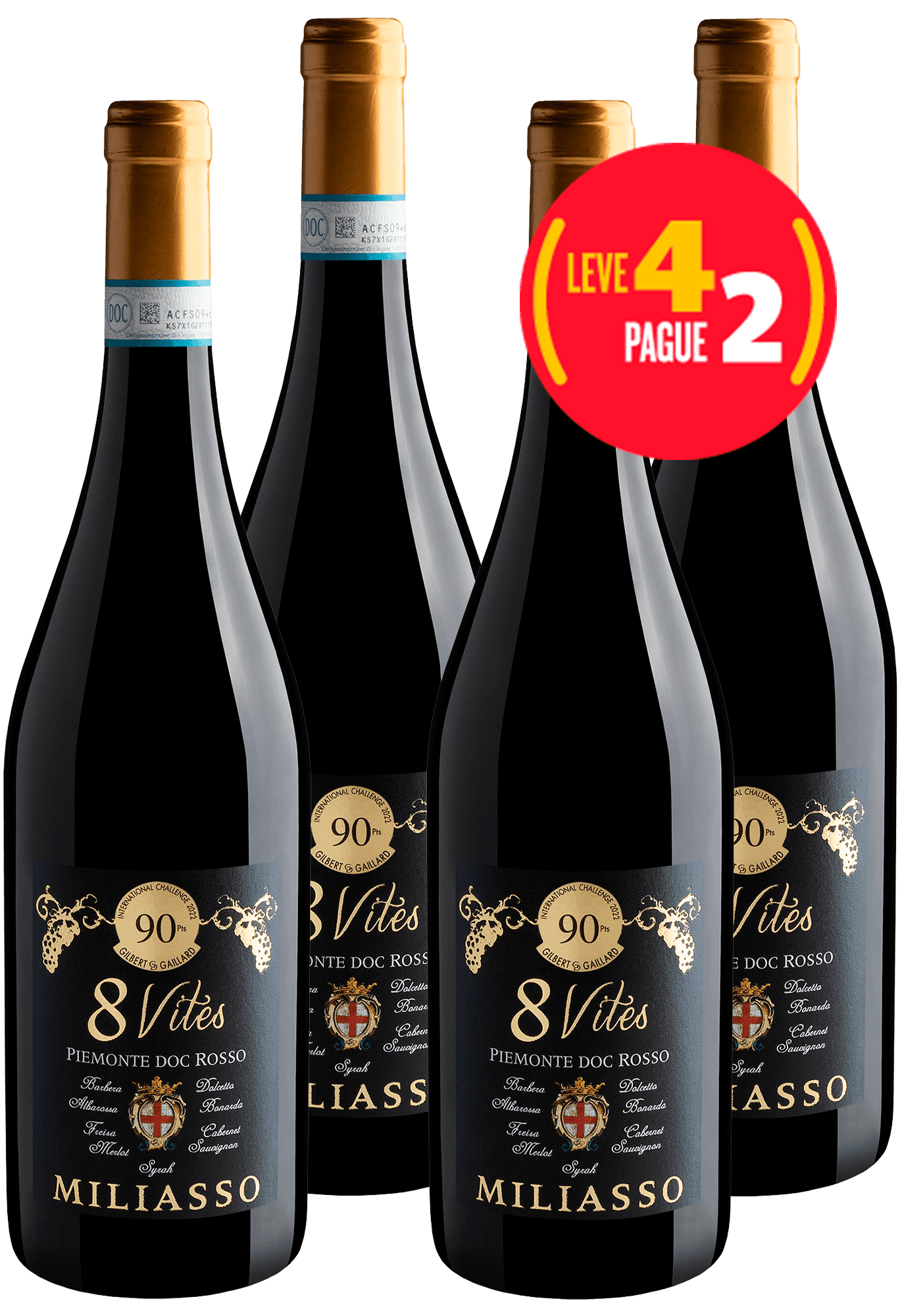 Kit Leve 4 Pague 2 Miliasso 8 Vites Rosso Piemonte DOC