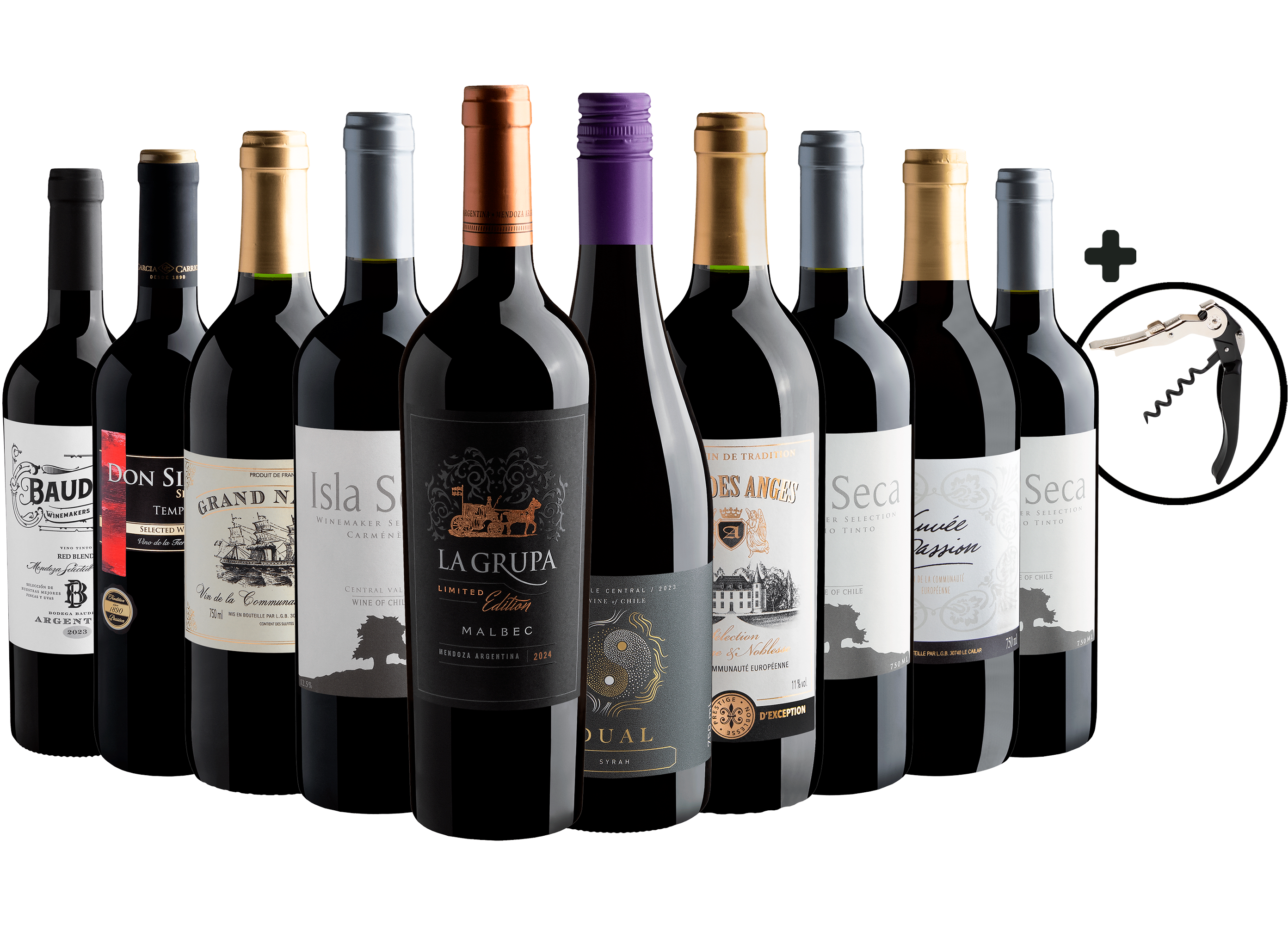 Kit 10 Vinhos por R$27,90 cada garrafa + Saca-Rolhas Grátis 