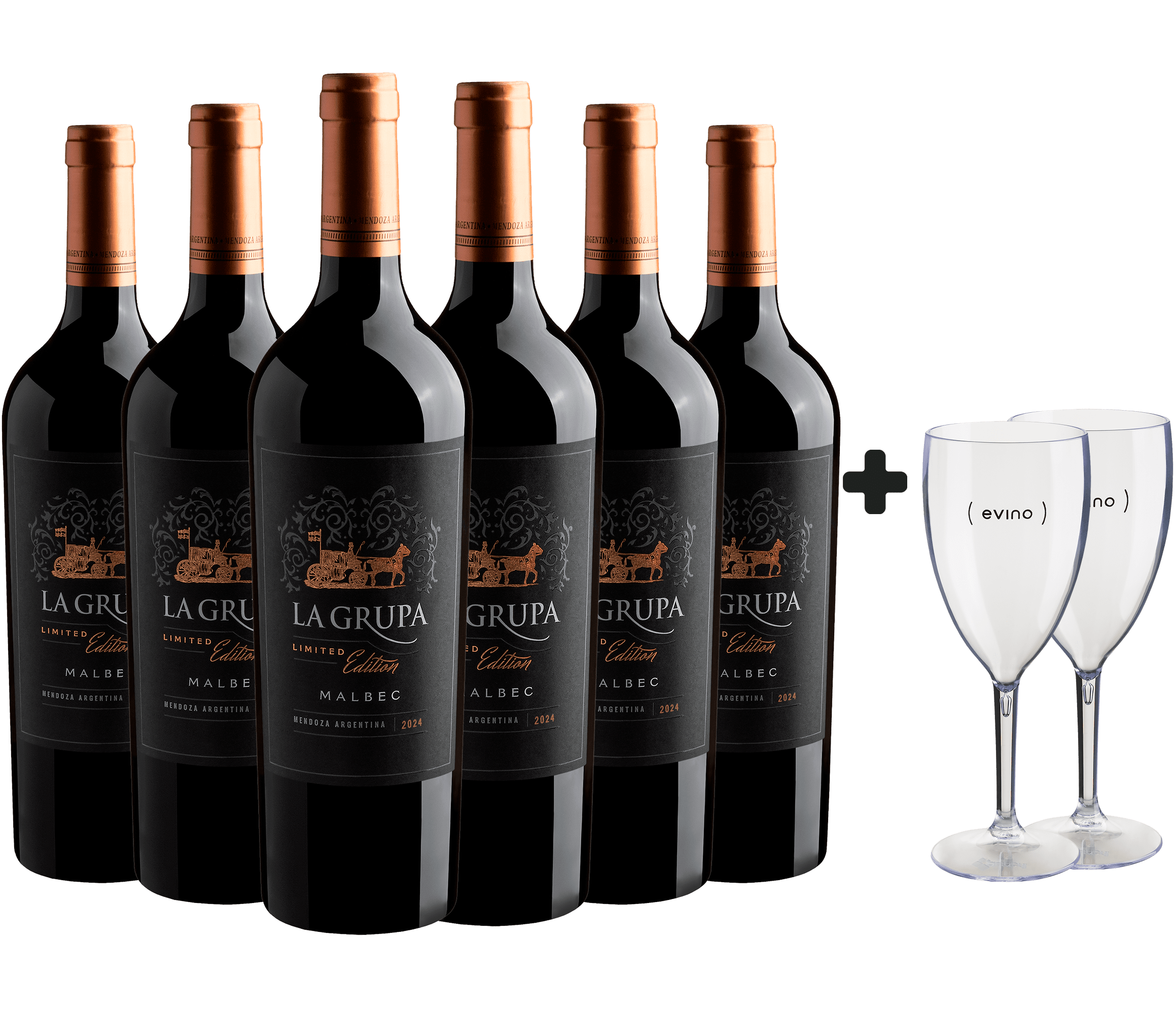 Leve 6 La Grupa Limited Edition Malbec por R$33,30 cada garrafa e Ganhe 2 Taças Grátis