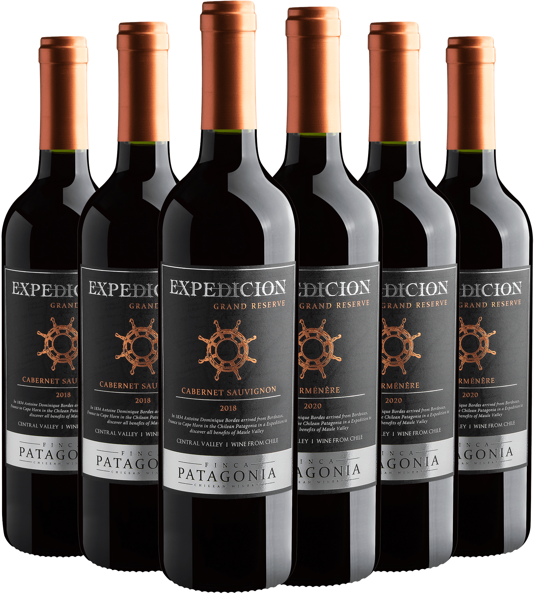 Kit Expedicion Grand Reserve | 3 Cabernet Sauvignon + 3 Carménère por R$49,90 cada garrafa