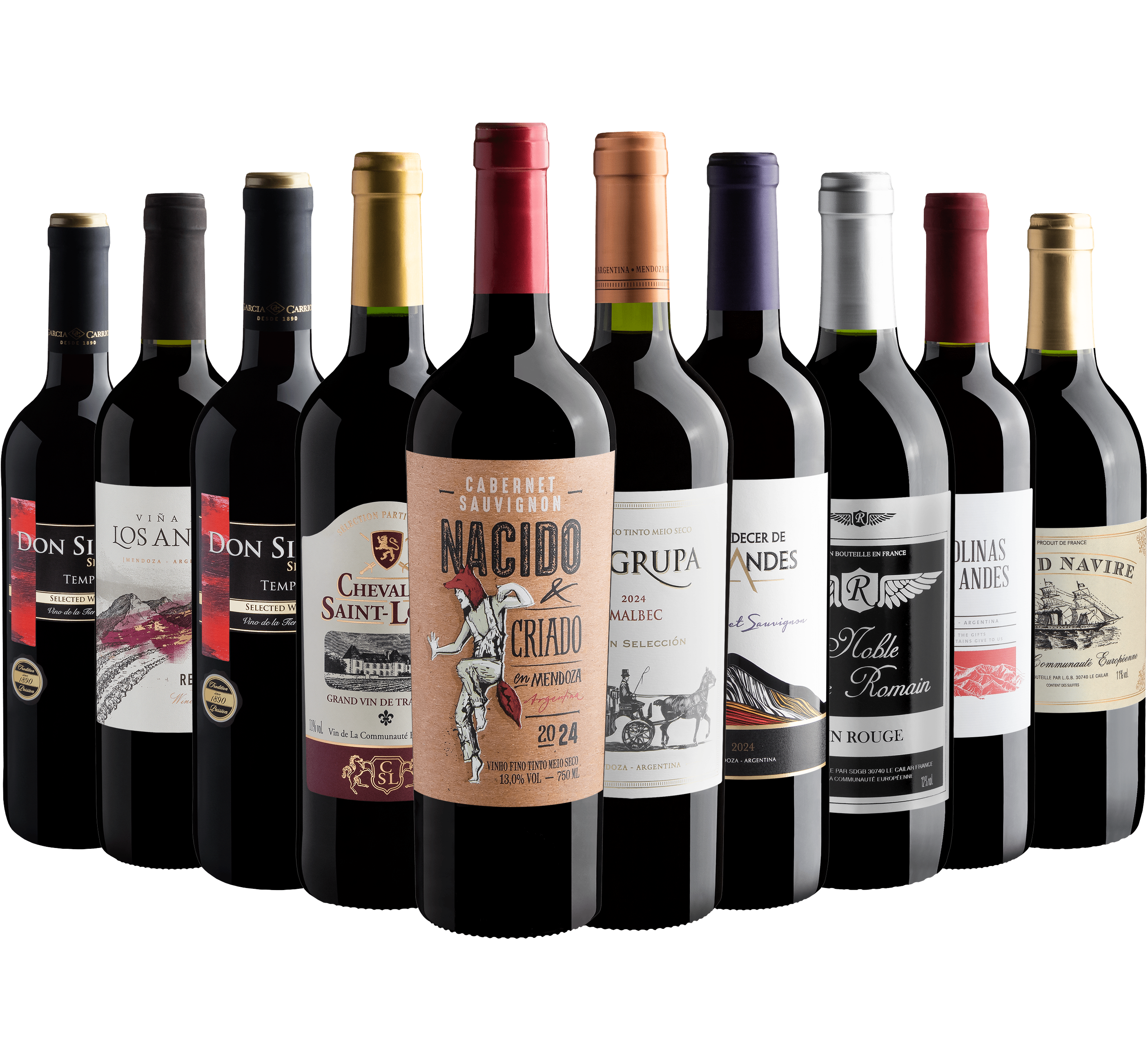 Kit 10 Tintos com Cabernet Sauvignon Premiado por R$25,90 cada garrafa