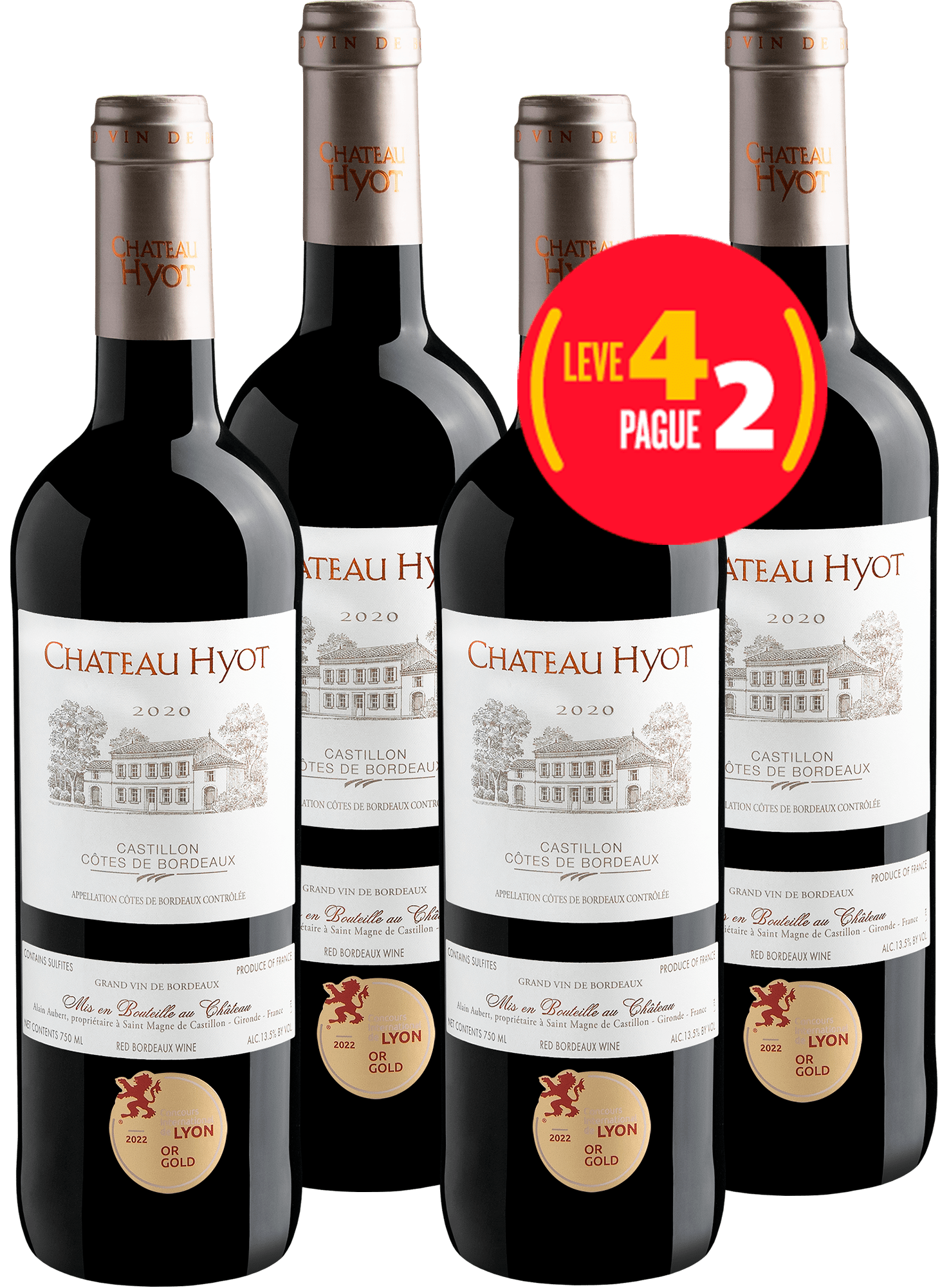 Kit Leve 4 Pague 2 Château Hyot Castillon Côtes de Bordeaux AOC 