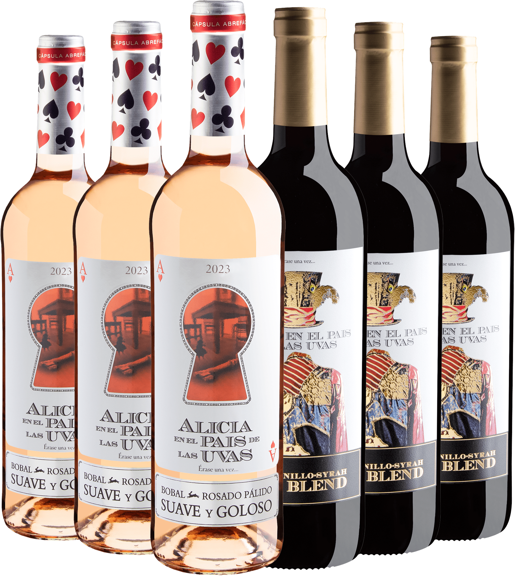 Kit Alicia en el Pais de Las Uvas | 3 Tinto + 3 Rosé por R$36,90 cada garrafa