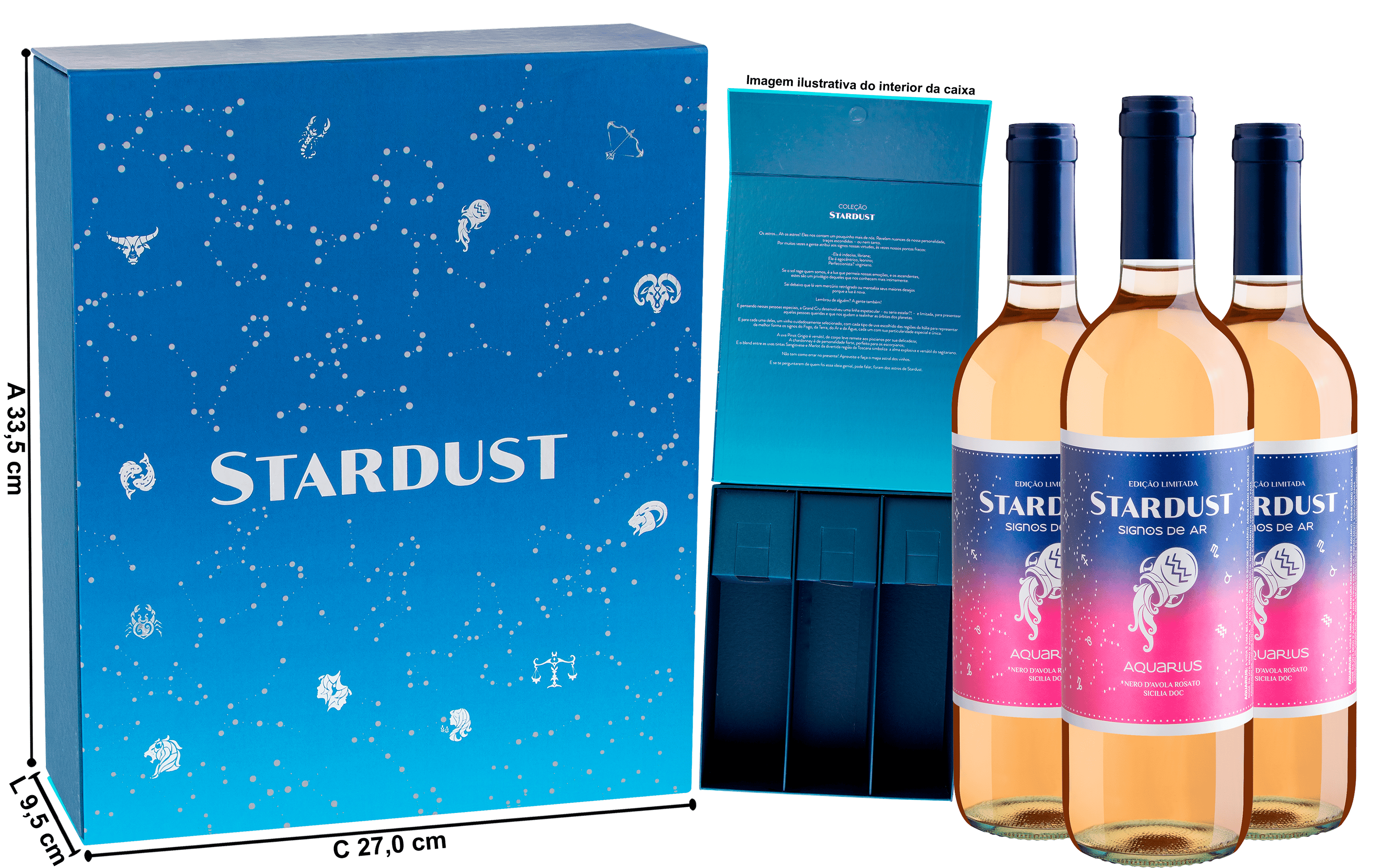 Kit 3 Stardust Aquário + Caixa Exclusiva