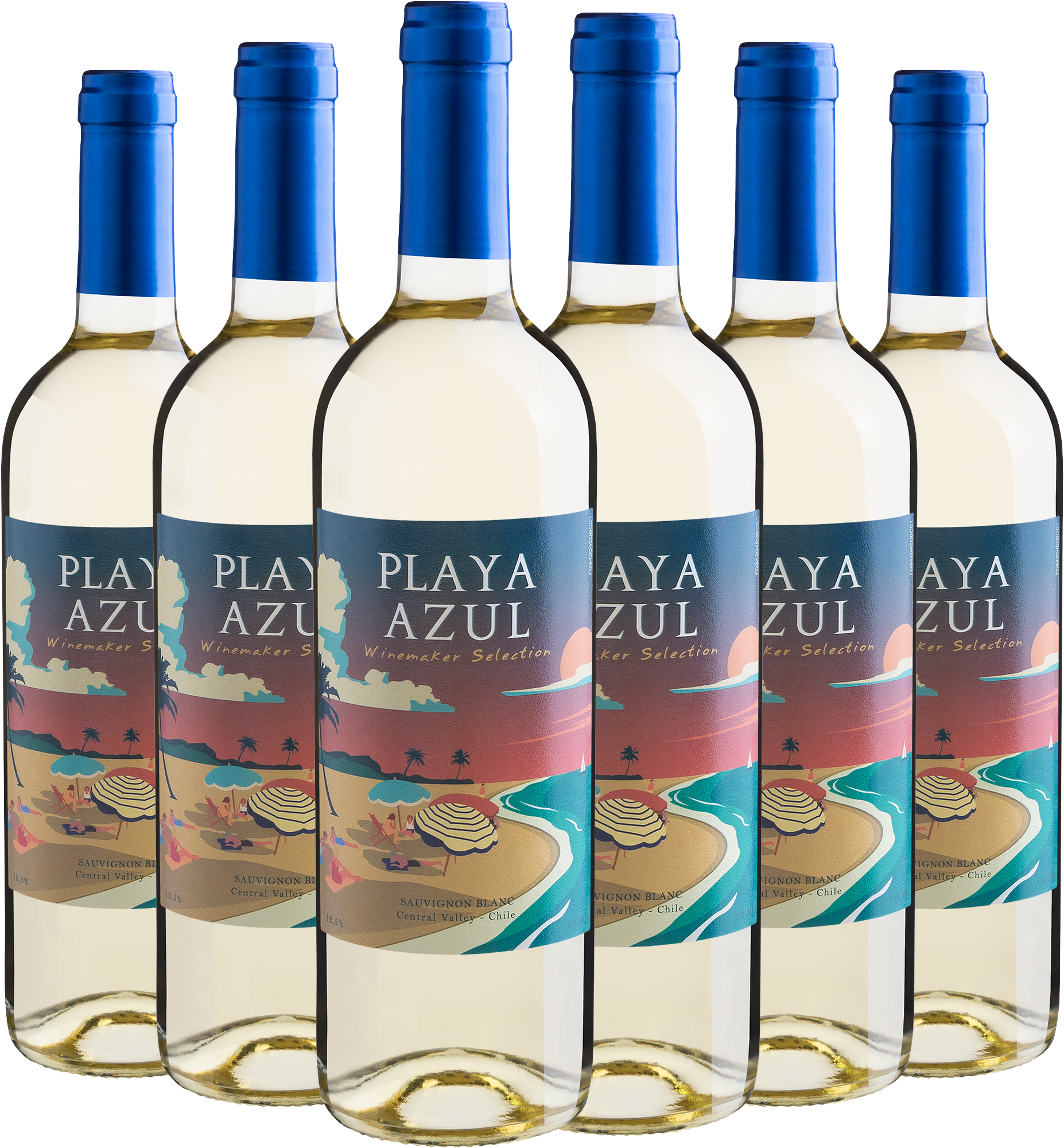 Kit 6 Playa Azul Winemaker Selection Sauvignon Blanc Central Valley D.O. por R$27,90 cada garrafa