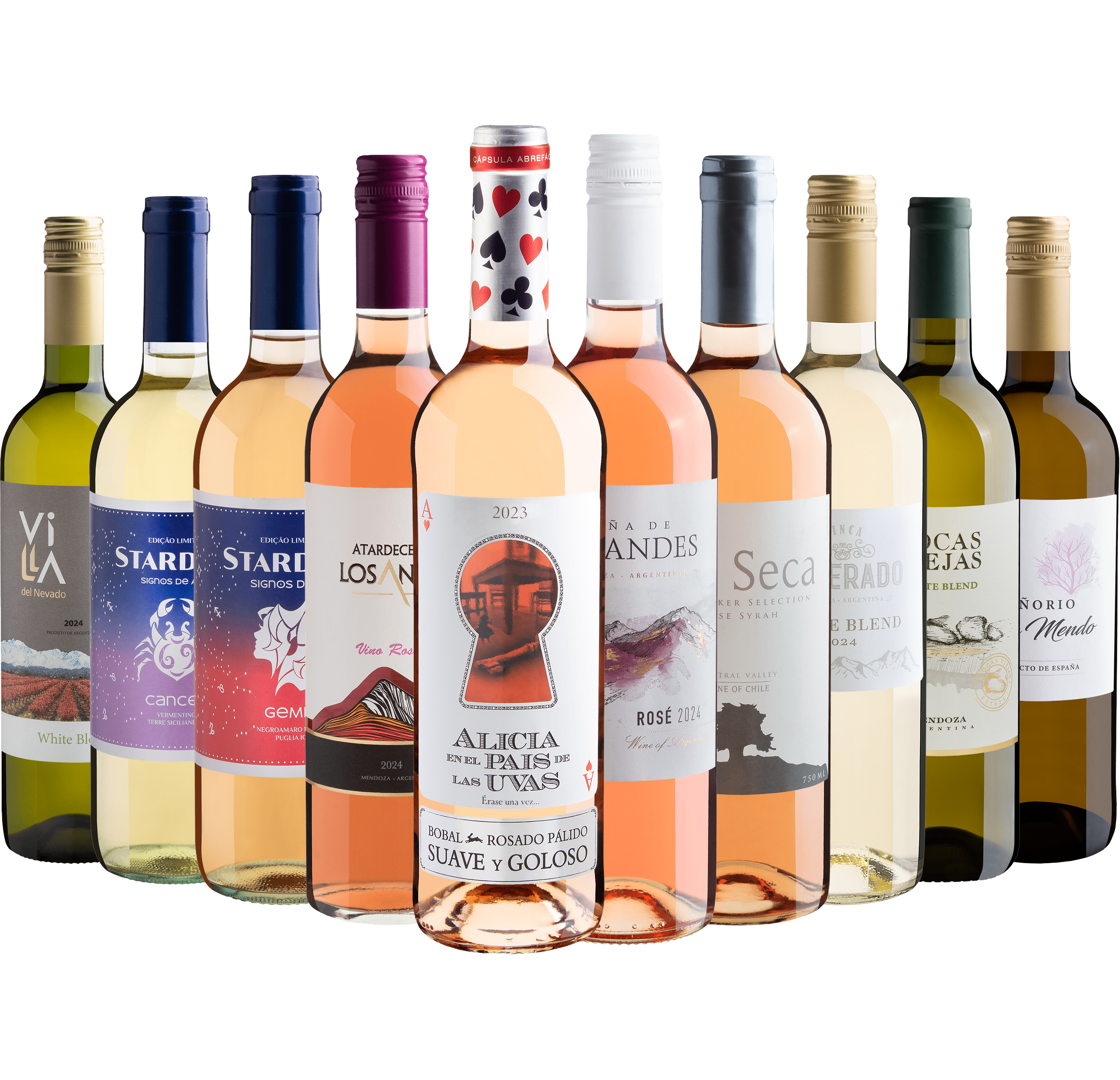  Kit Arraste-me para os Refrescantes | 10 Vinhos com Alicia en el Pais de Las Uvas Bobal por R$27,90 cada garrafa