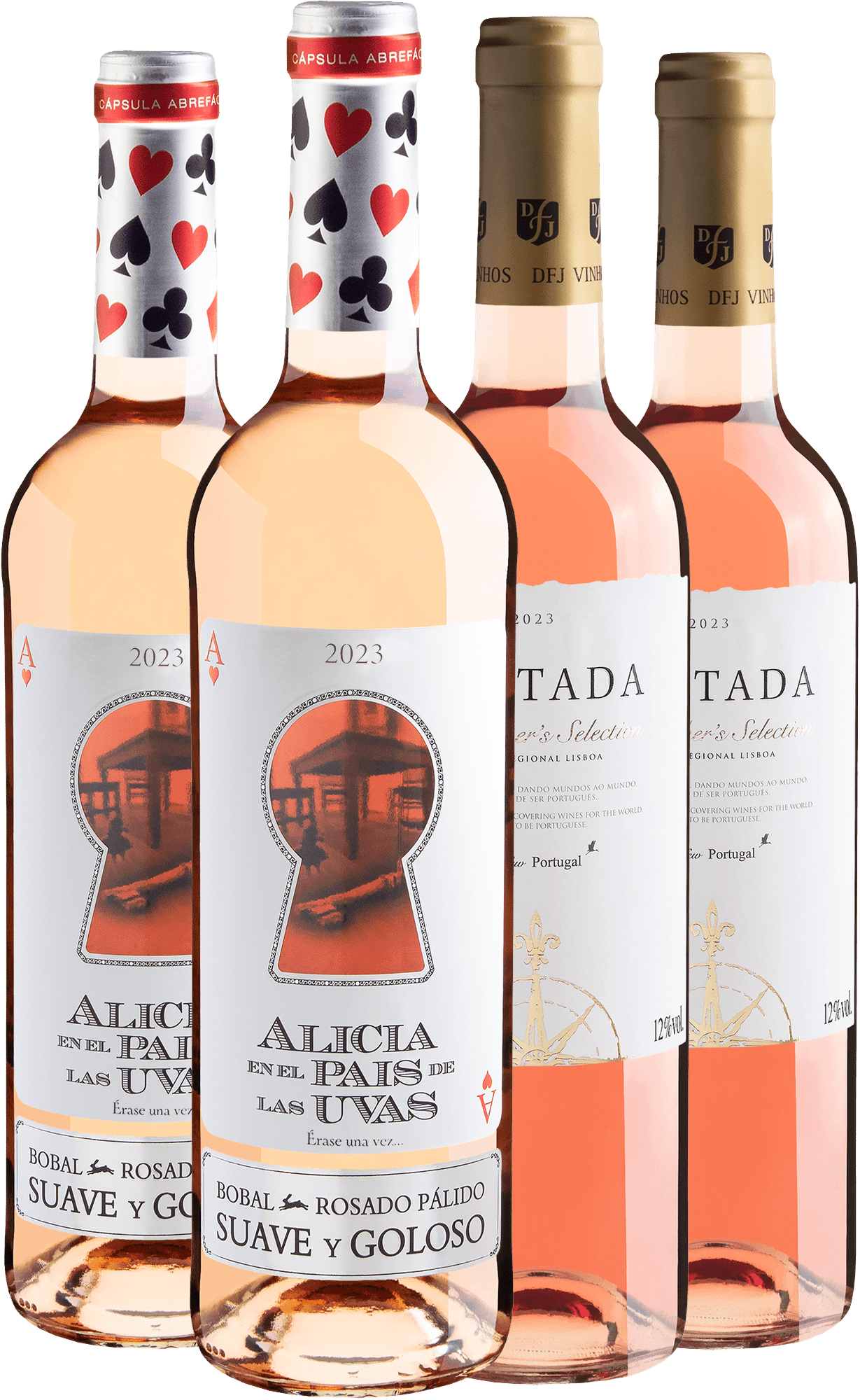 Kit Rosés: 2 Portada Winemaker's Selection + 2 Alicia en el Pais de Las Uvas por R$39,90 cada garrafa