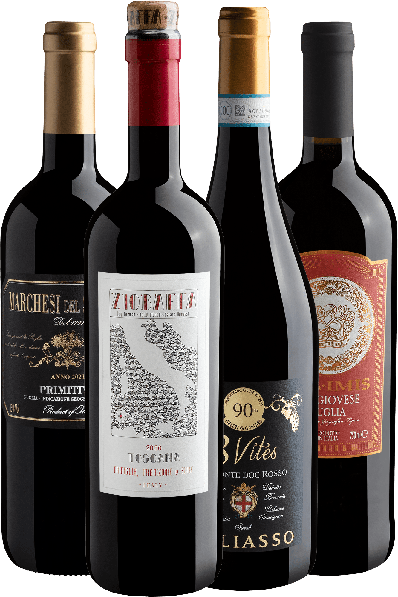 Kit 4 Tintos Italianos por R$54,90 cada garrafa 