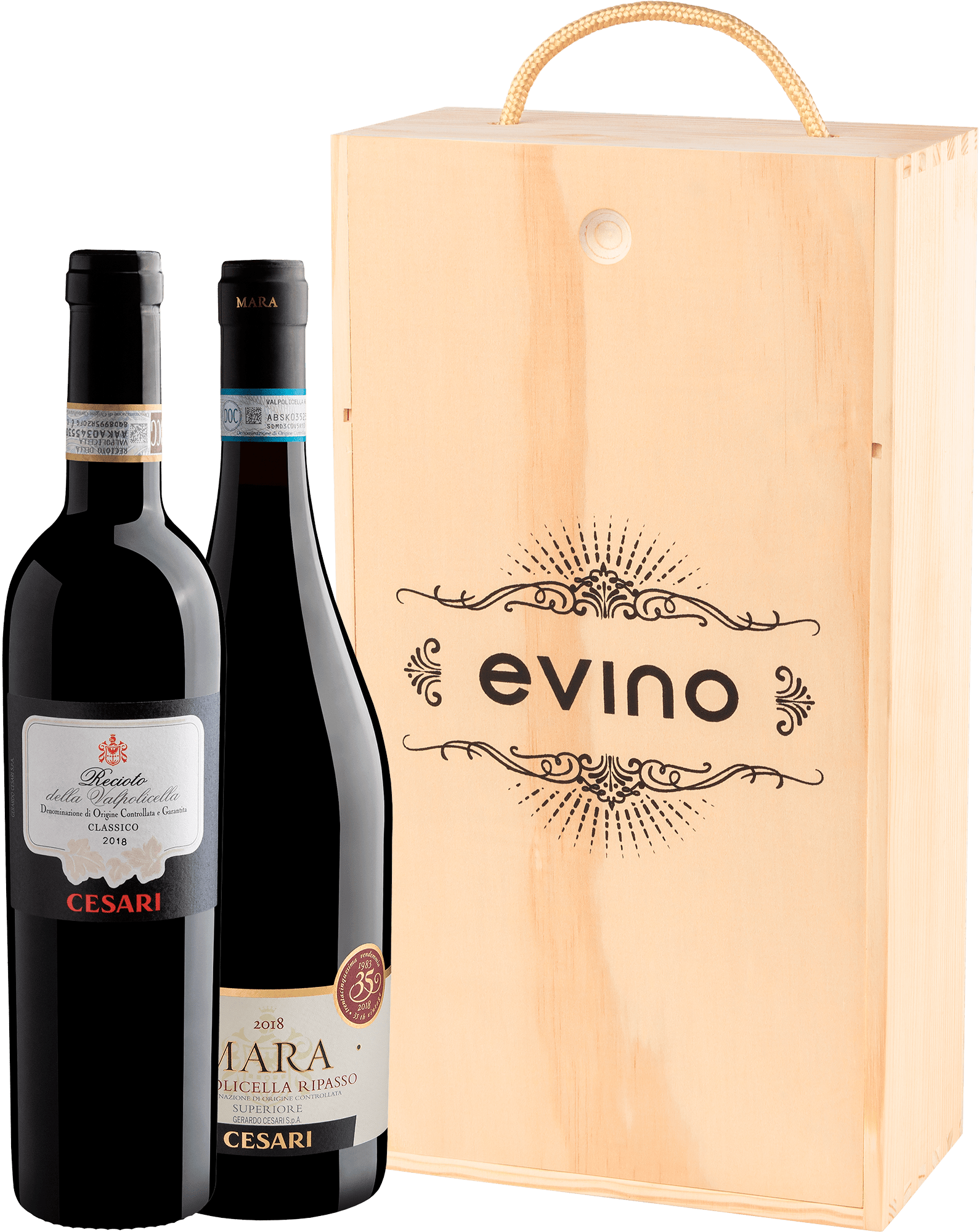 Kit Cesari Para Presente | 2 Tintos + Caixa de Madeira