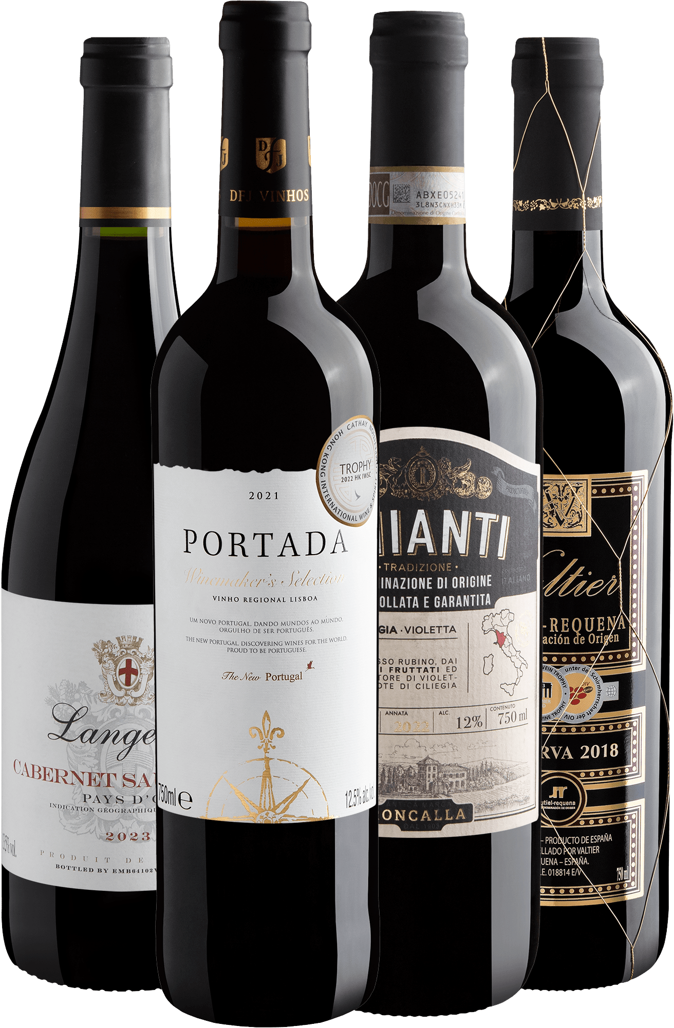 Kit 4 Vinhos Premiados do Velho Mundo por R$49,90 cada garrafa