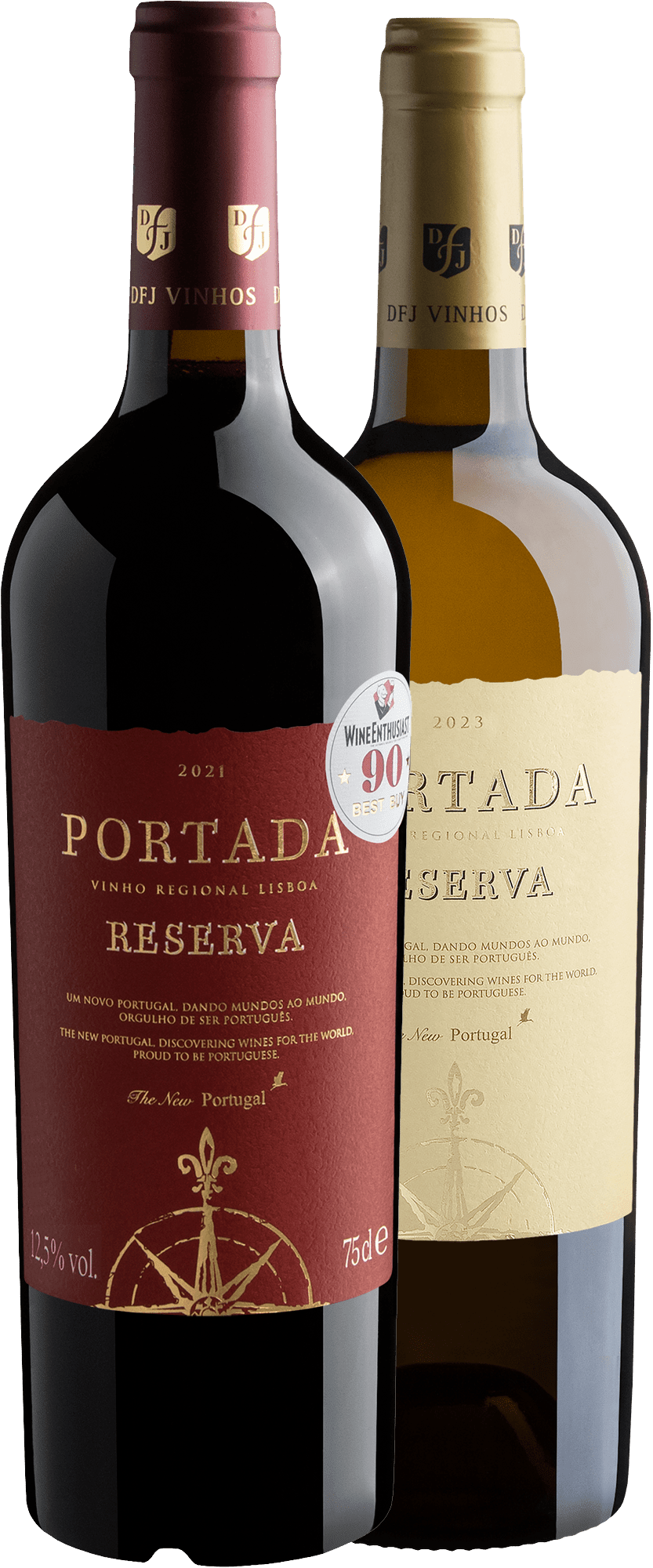 Kit 2 Portada Reserva Vinho Regional Lisboa | Tinto + Branco