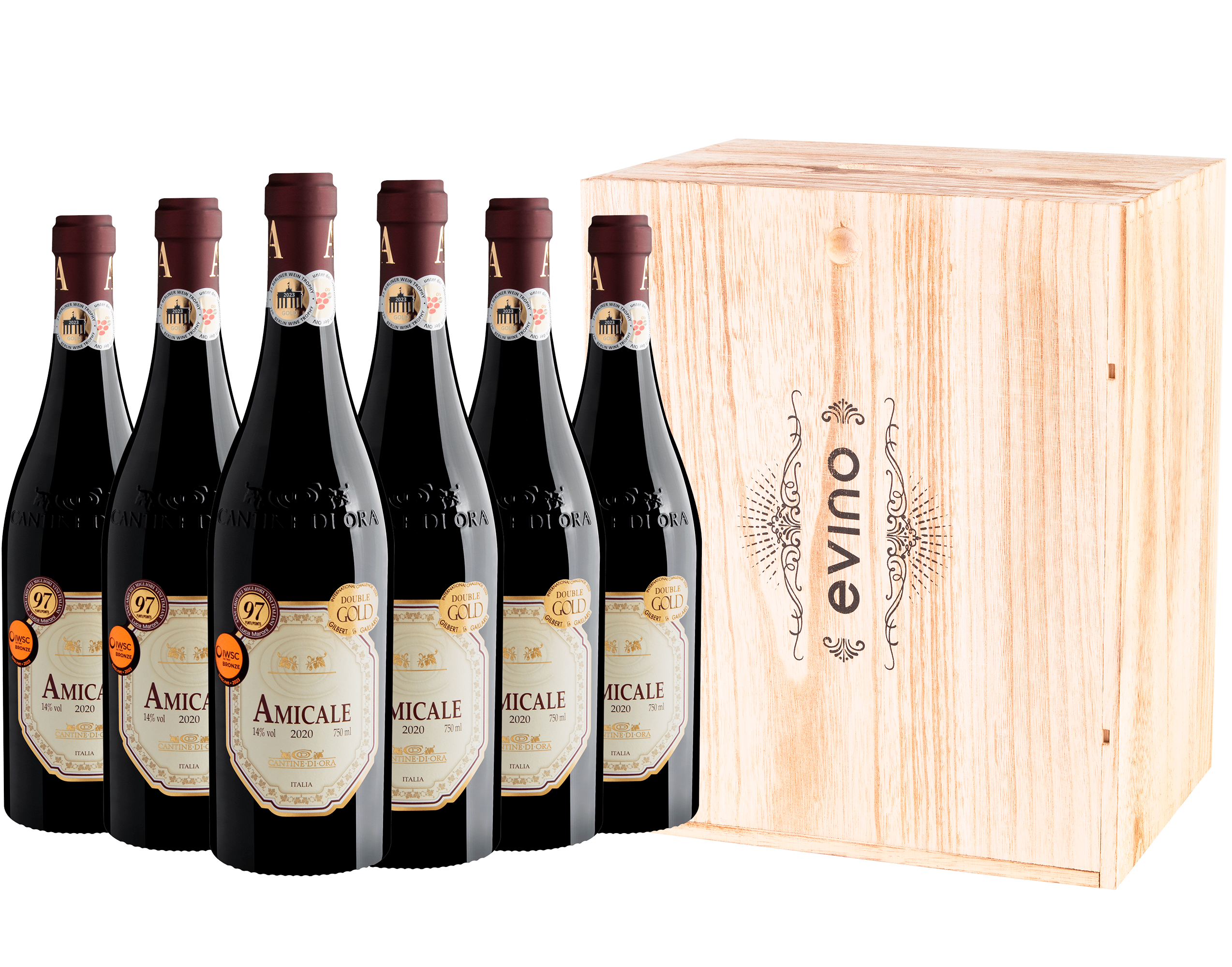 Kit 6 Amicale Vino Rosso Veneto IGT + Caixa de Madeira