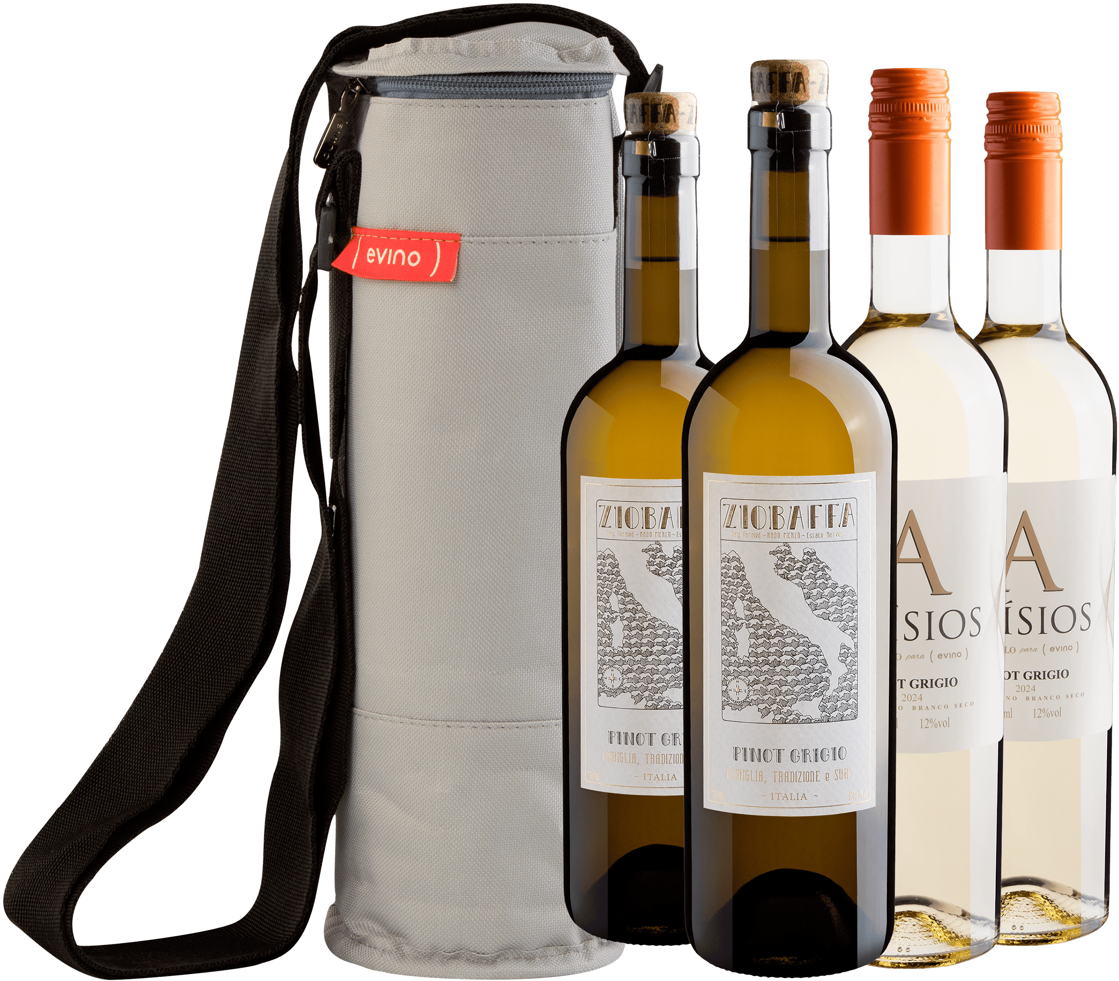 Kit Pinot Grigio | 2 ZioBaffa + 2 Alísios por R$67,90 cada + Bolsa Exclusiva Grátis