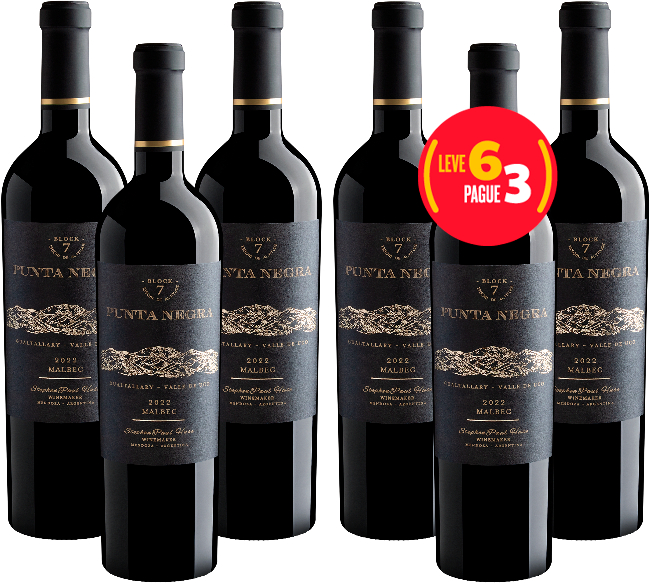 Kit Leve 6 Pague 3 Punta Negra Block 7 Malbec 