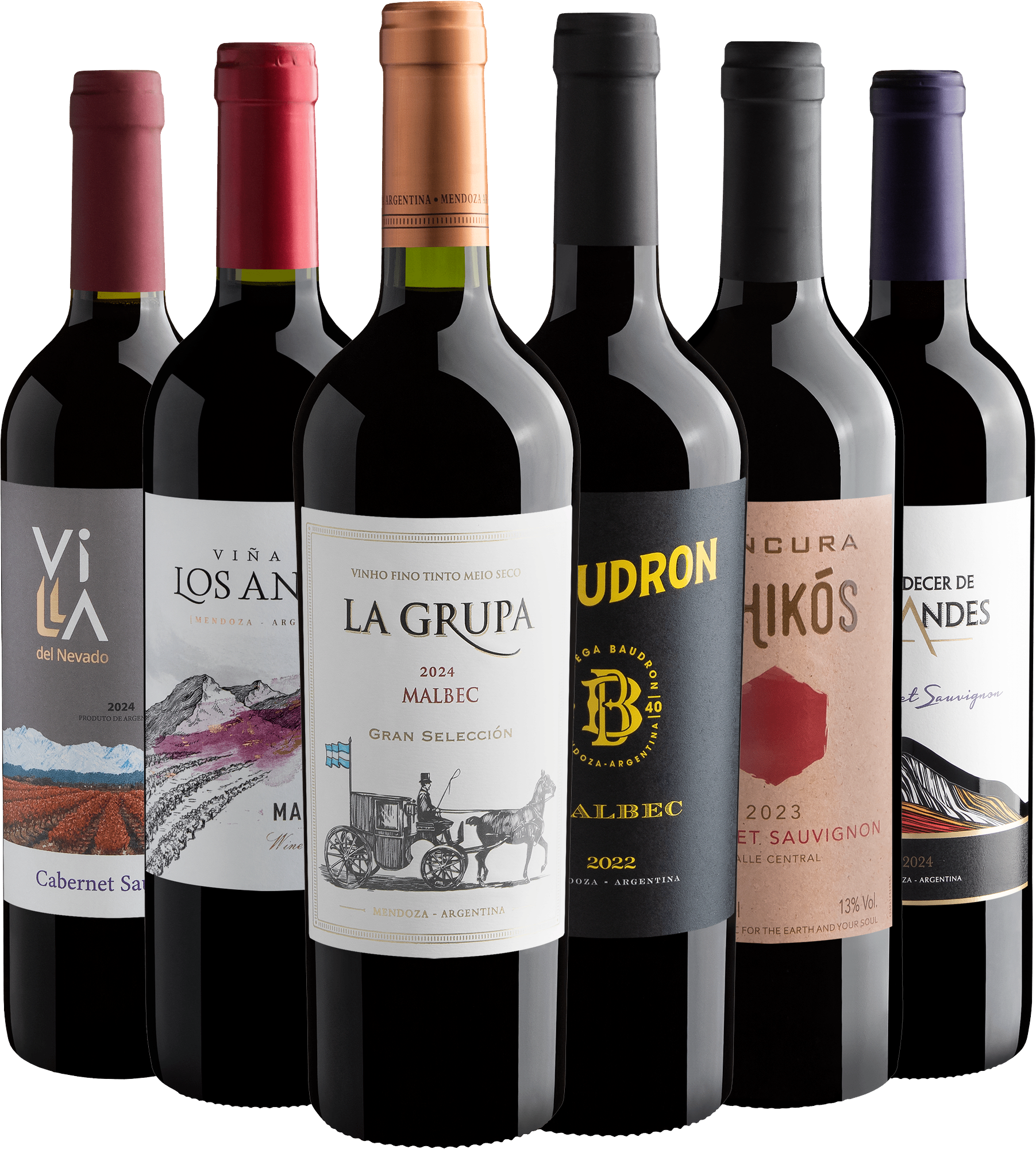 Kit 3 Malbecs + 3 Cabernets Sauvignons por R$29,90 cada garrafa + Frete Grátis*
