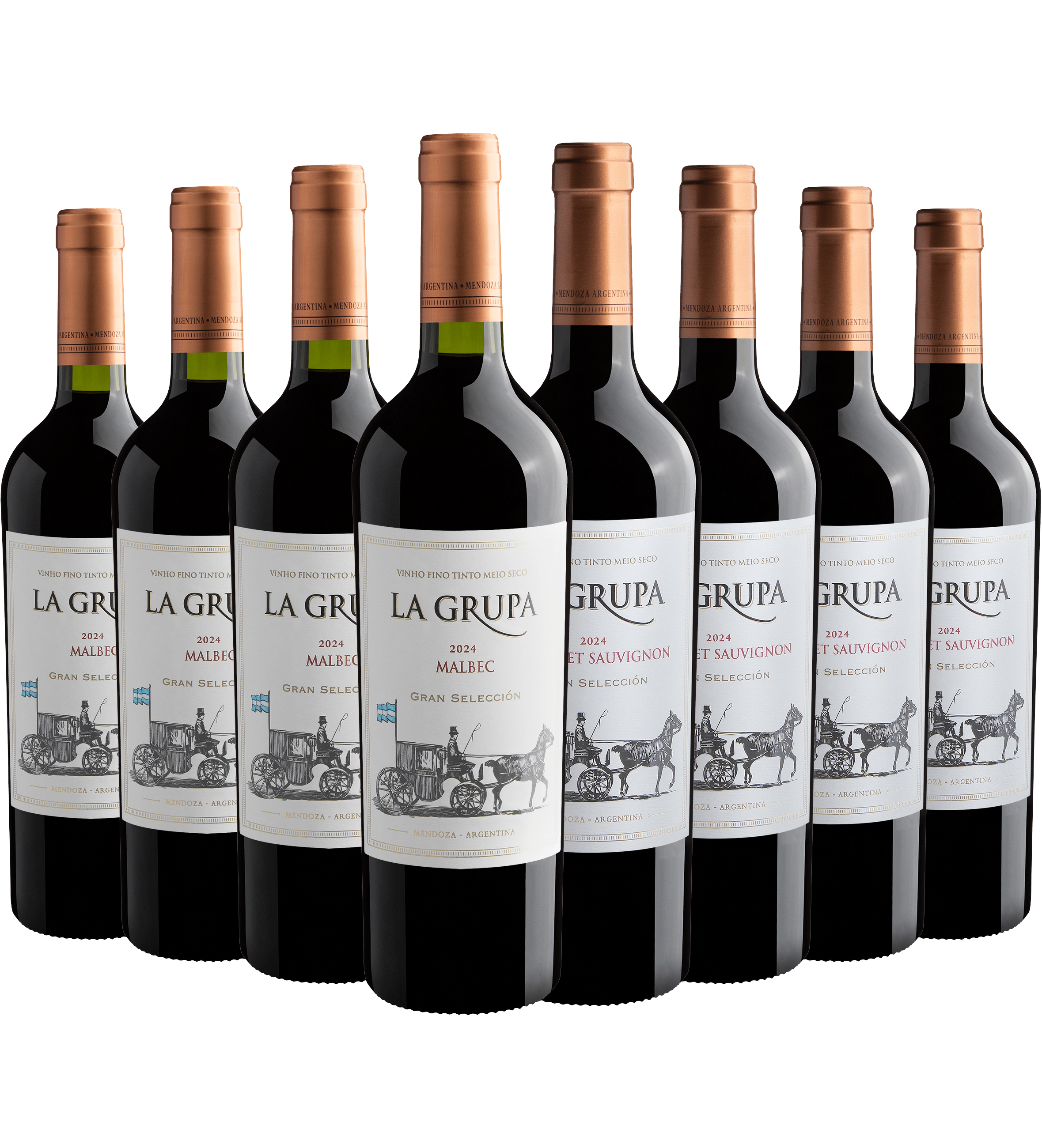 Kit Linha La Grupa Gran Selección | 4 Malbec + 4 Cabernet Sauvignon por R$27,90 cada garrafa