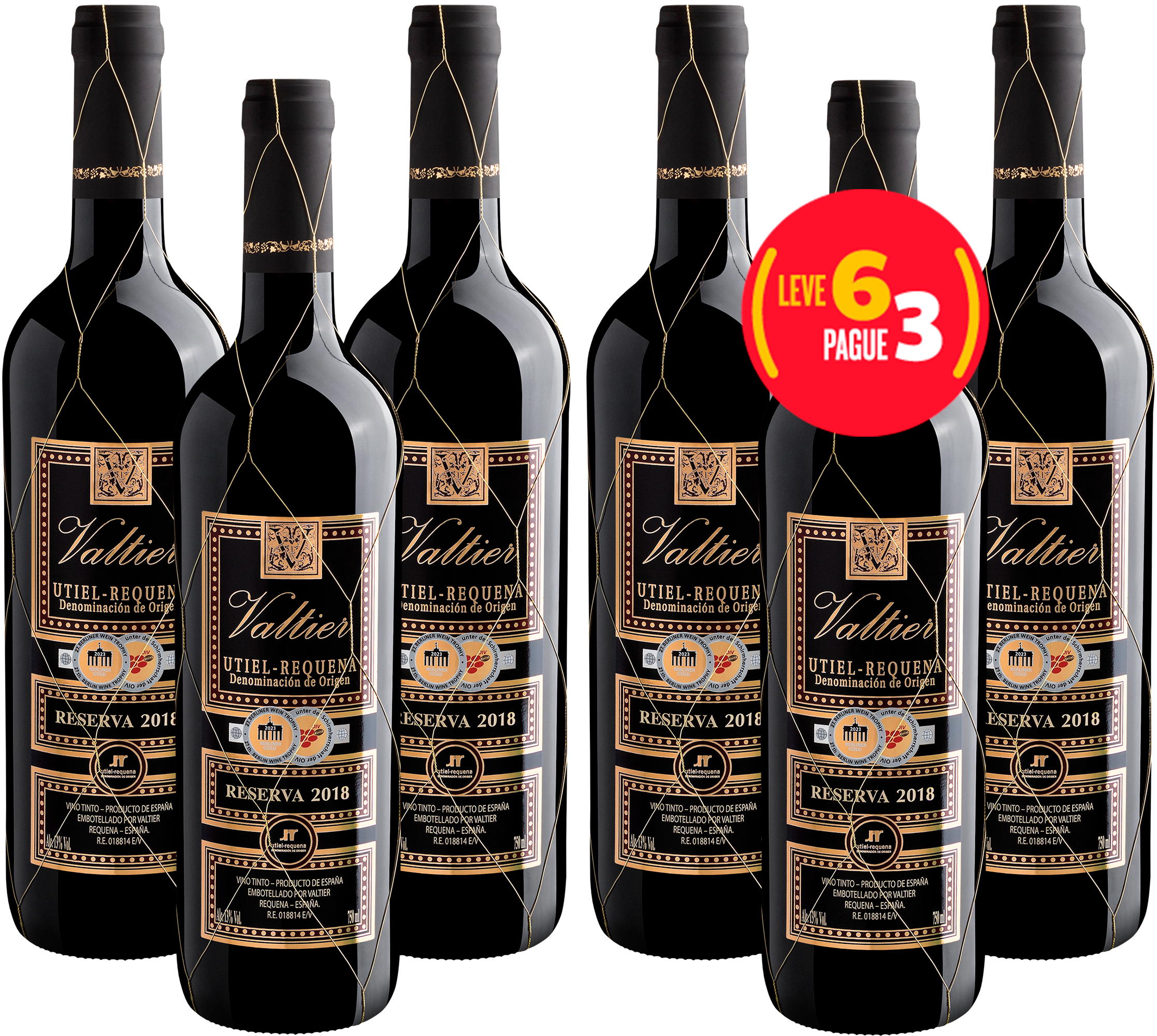 Kit Leve 6 Pague 3 Valtier Reserva Utiel-Requena DOP
