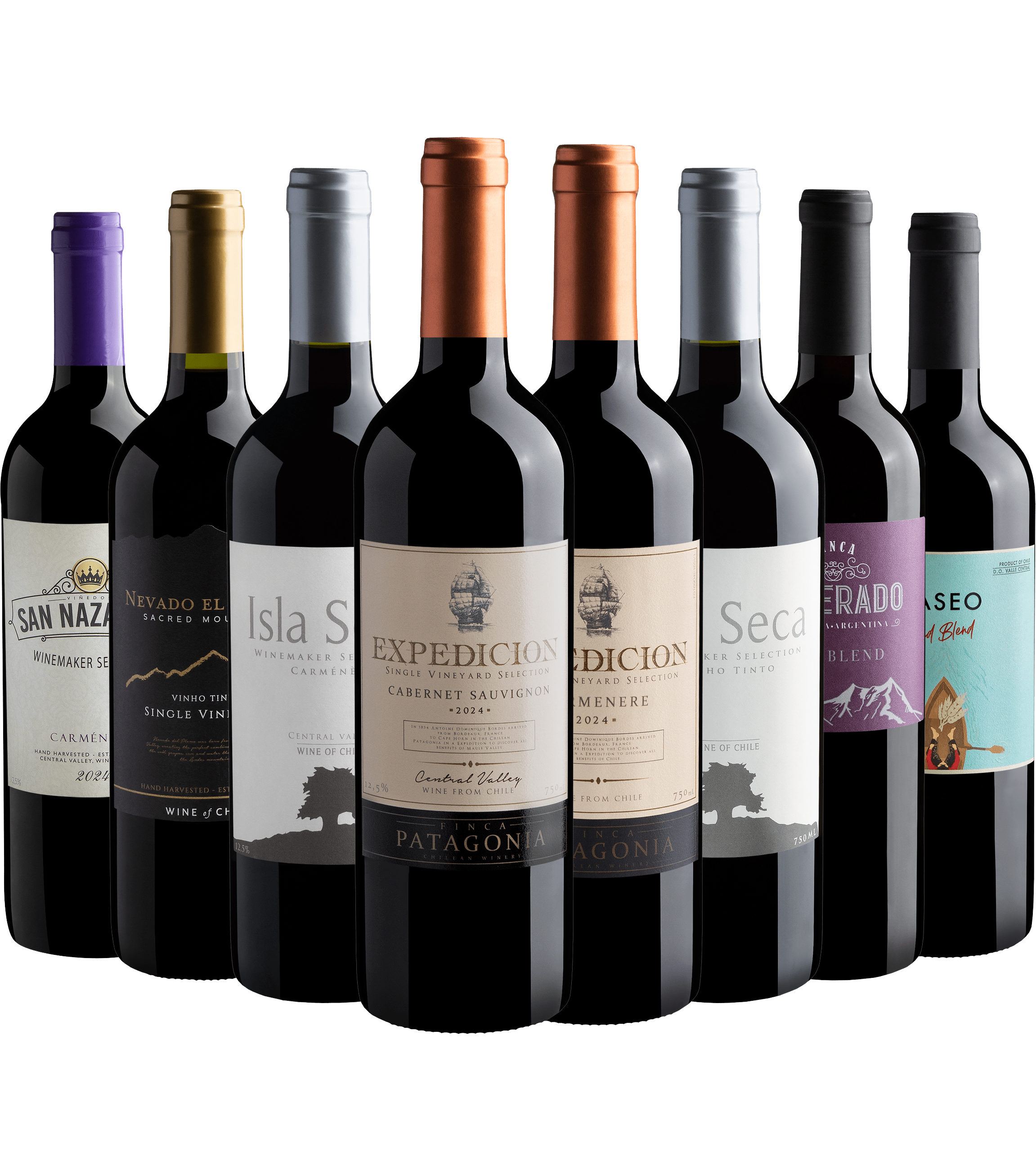 Kit 8 Vinhos do Novo Mundo por R$25,90 cada garrafa*
