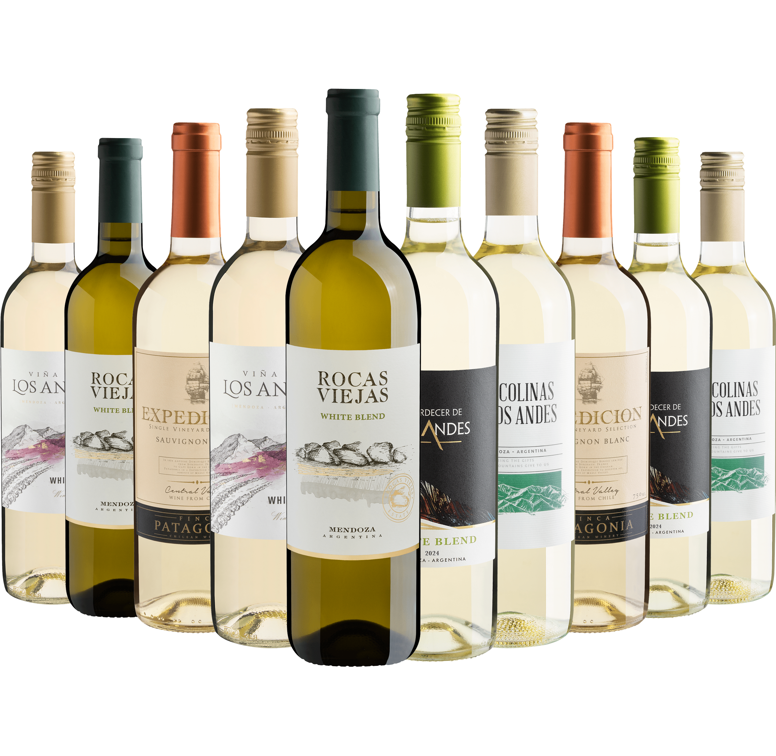 Kit 10 Vinhos Brancos por R$26,90 cada garrafa