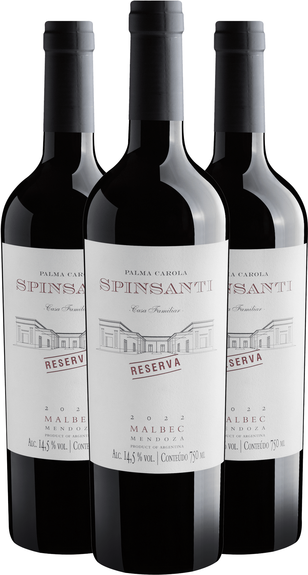 Kit 3 Palma Carola Spinsanti Malbec Reserva