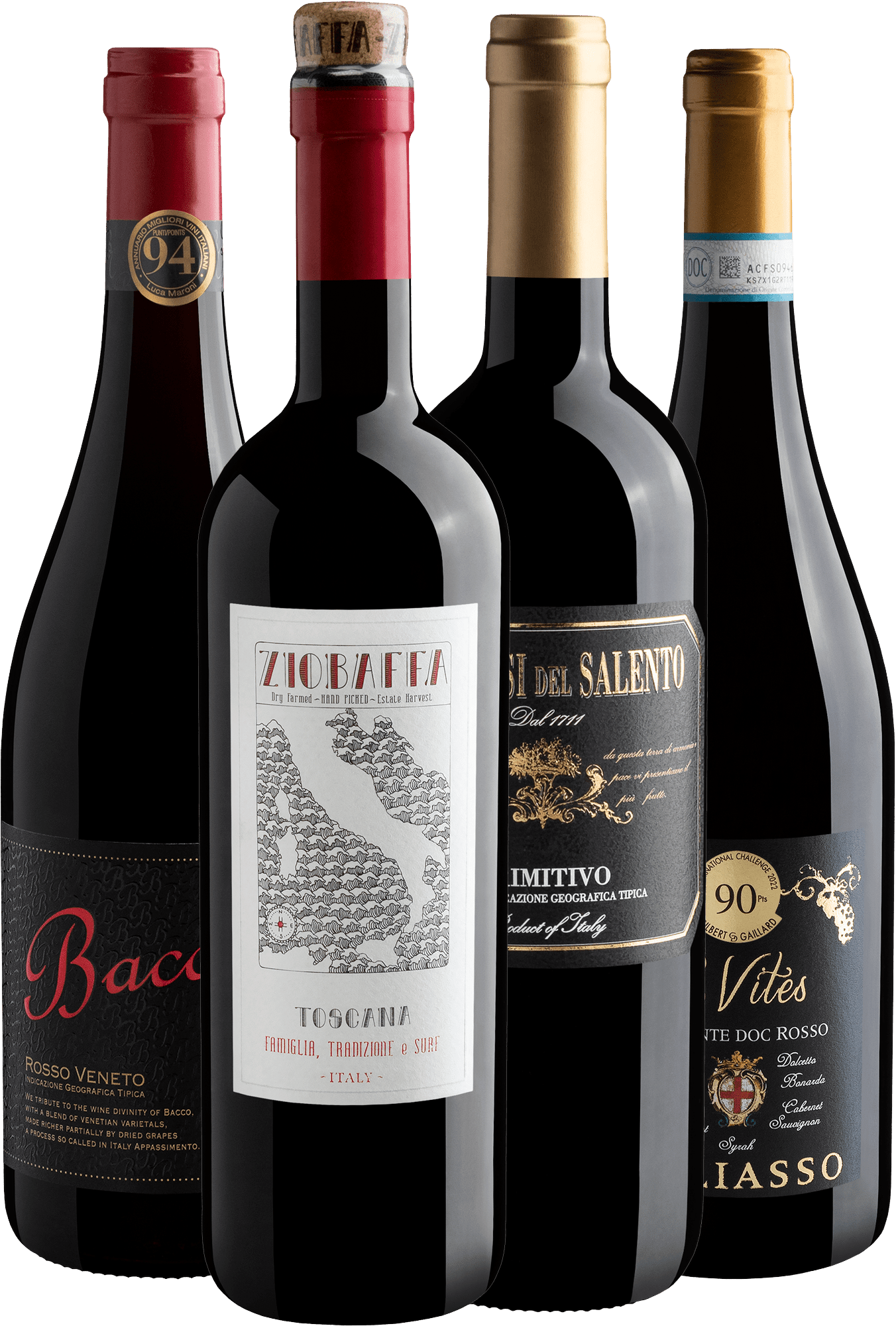 Kit 4 Italianos 94+ Pontos por R$59,92 cada garrafa com cupom