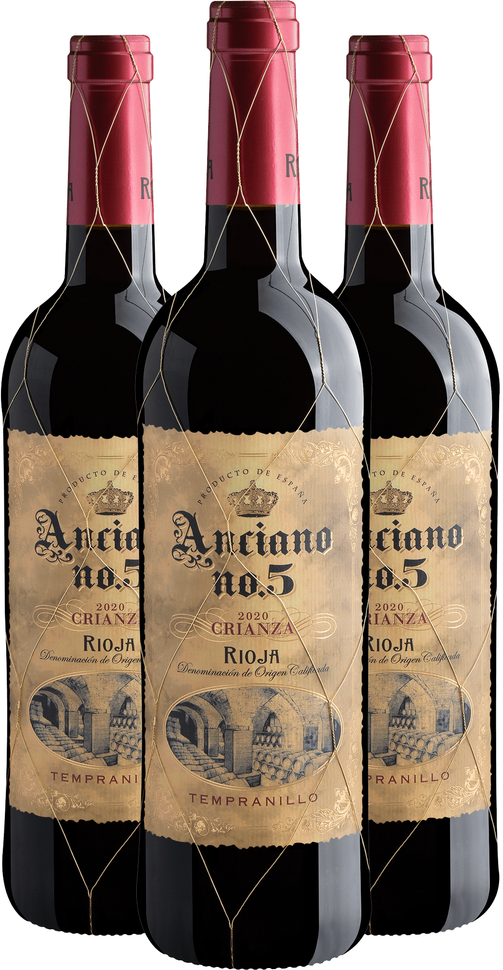 Kit 3 Anciano no. 5 Tempranillo Crianza Rioja DOCa por R$75,92 cada garrafa com cupom