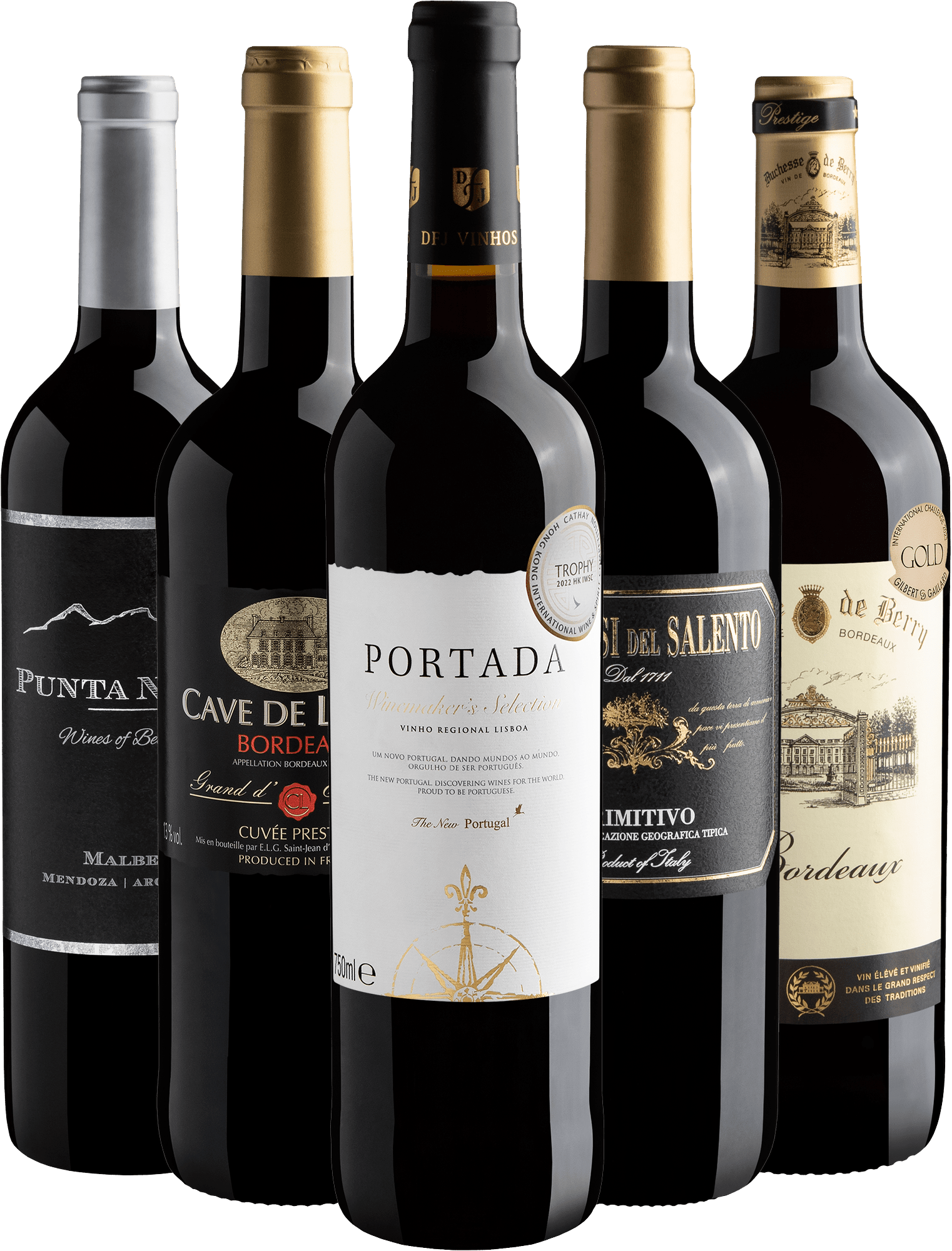 Kit 5 Tintos Premiados por R$49,90 cada garrafa + Frete Grátis*