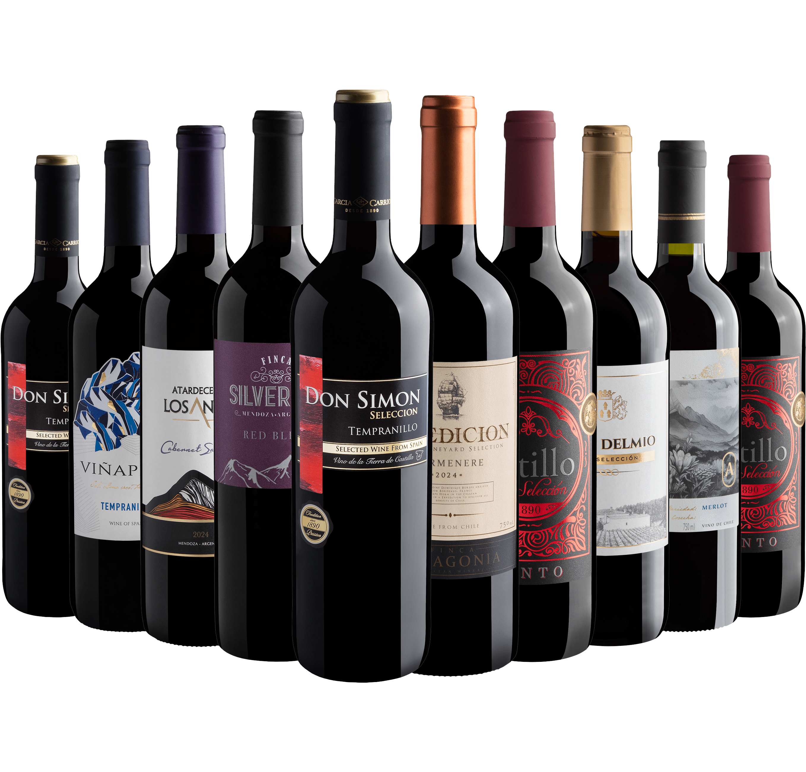 Kit 10 Vinhos Tintos por R$24,90 cada garrafa*