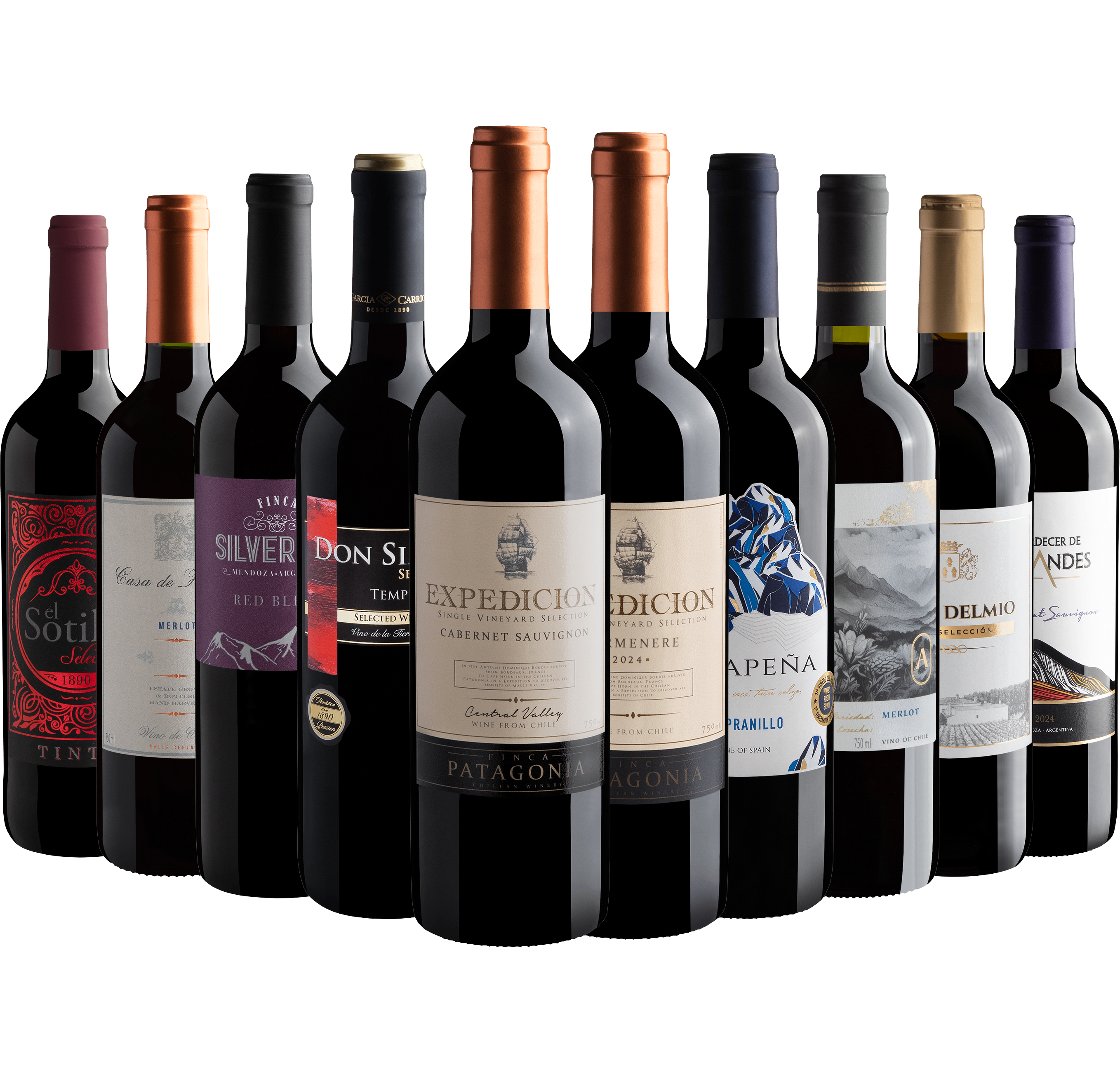 Kit 10 Vinhos Tintos por R$24,90 cada garrafa*