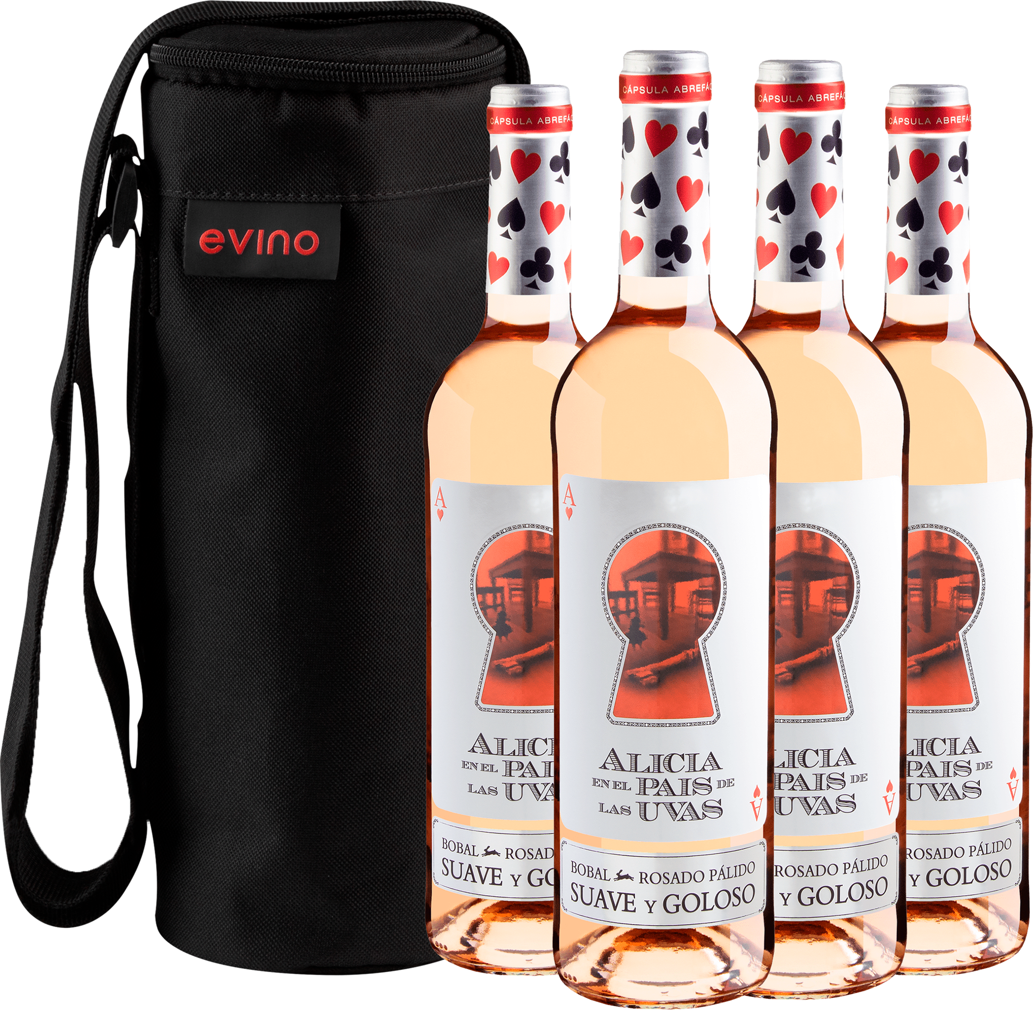 Kit 4 Alicia en el Pais de Las Uvas Bobal Rosado Pálido + Bolsa Exclusiva