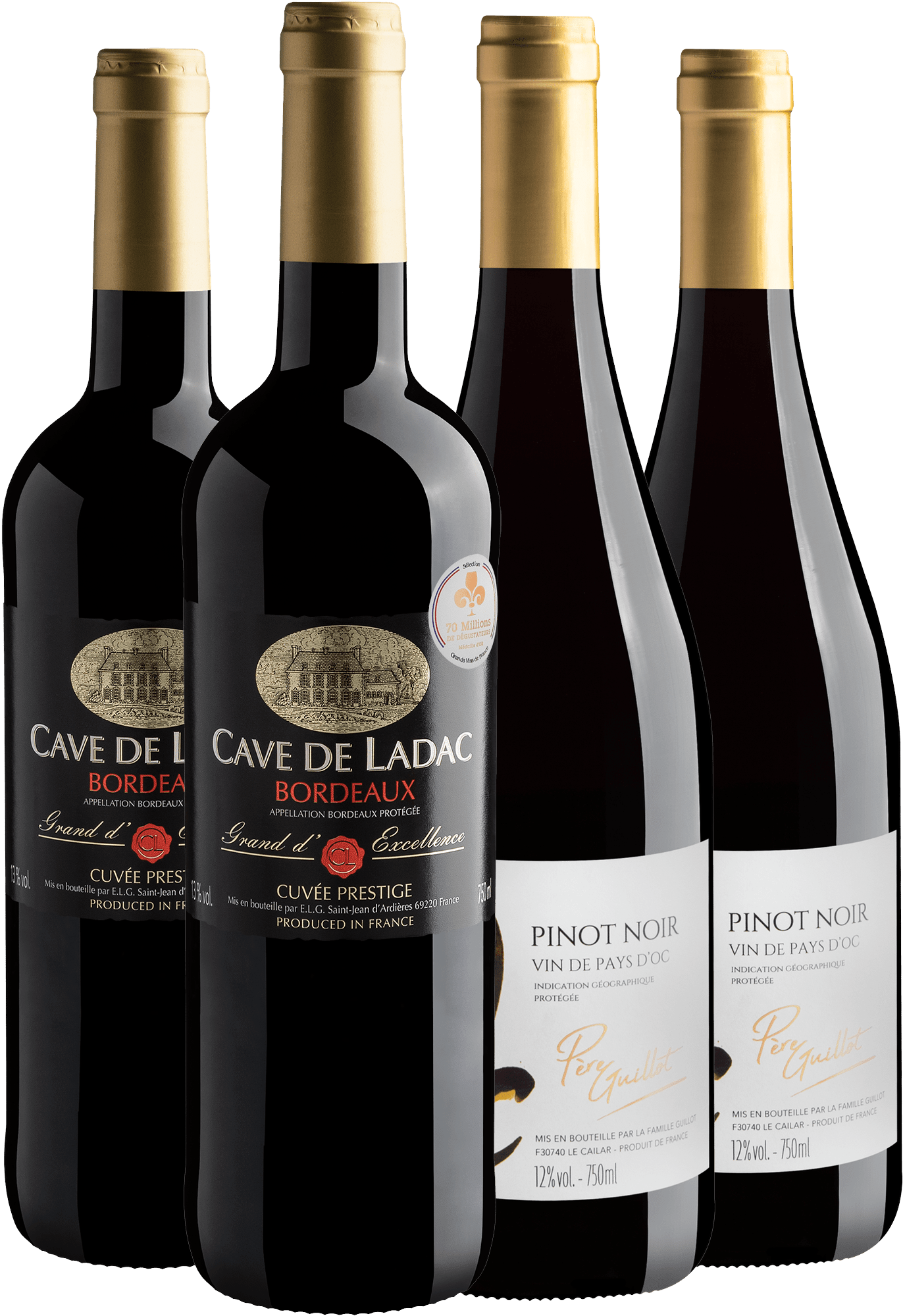 Kit 4 Best Sellers Franceses por R$52,90 cada garrafa