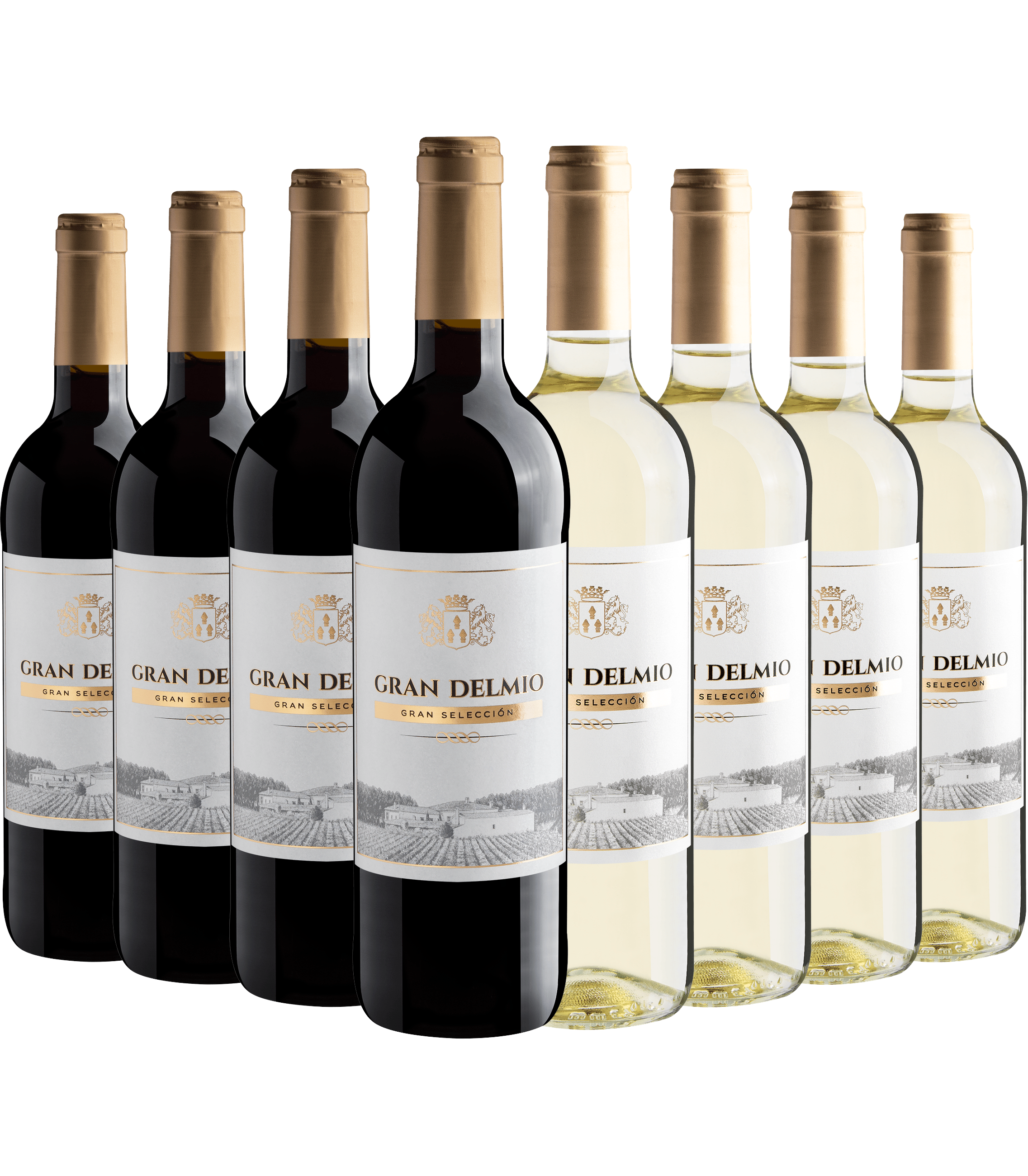 Kit Gran Delmio Gran Selección | 4 Tinto + 4 Branco por R$25,90 cada garrafa