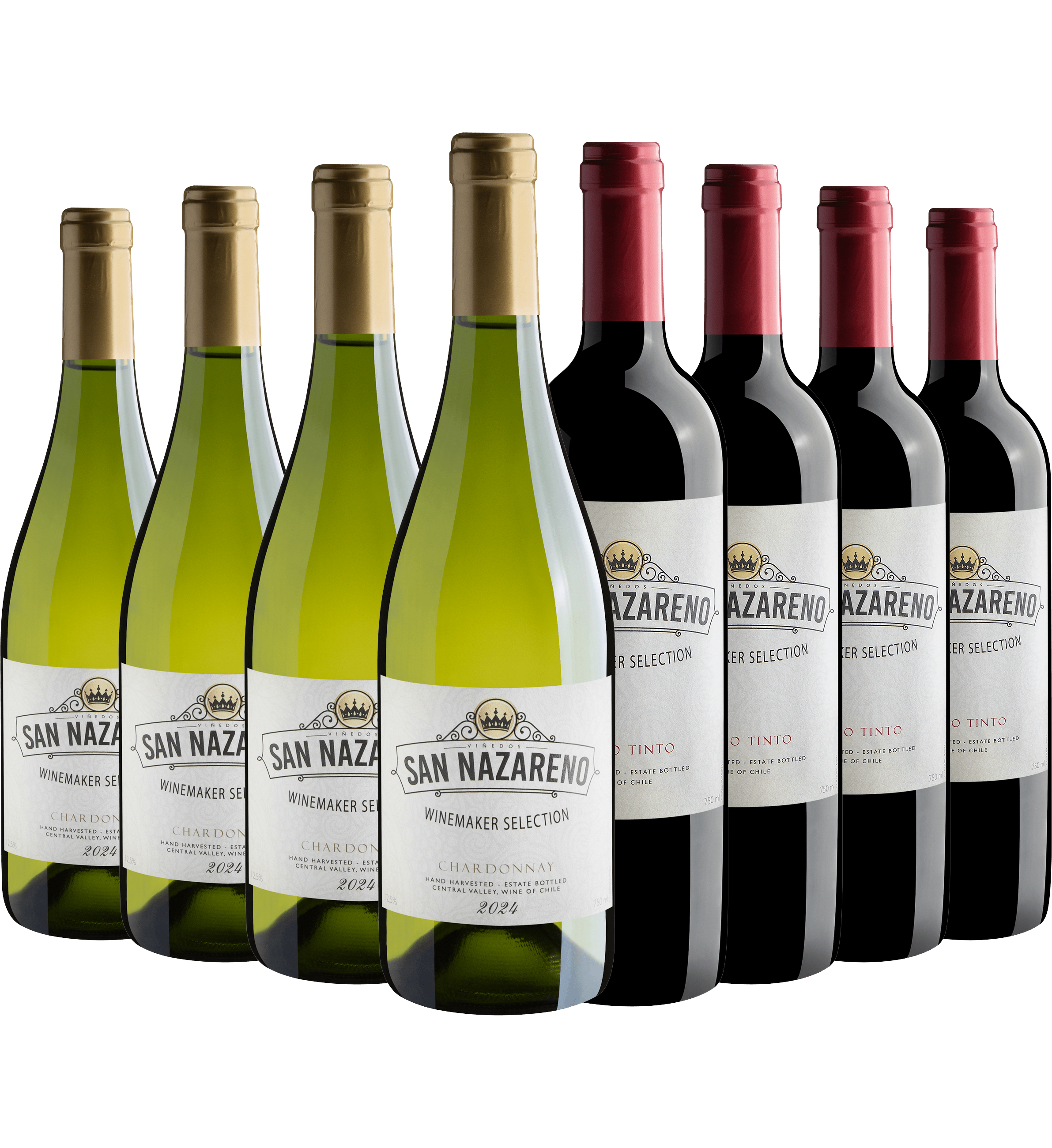 Kit San Nazareno Winemaker | 4 Tintos + 4 Chardonnay por R$24,90 cada garrafa*