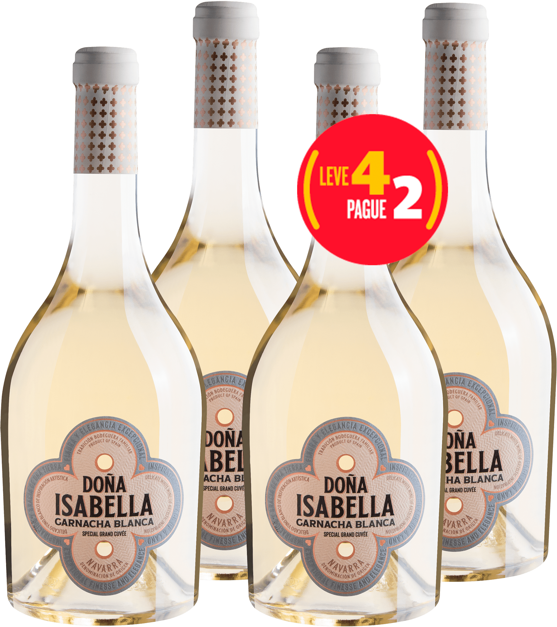 Kit Leve 4 Pague 2 Doña Isabella Garnacha Blanca Special Grand Cuvée Navarra D.O.