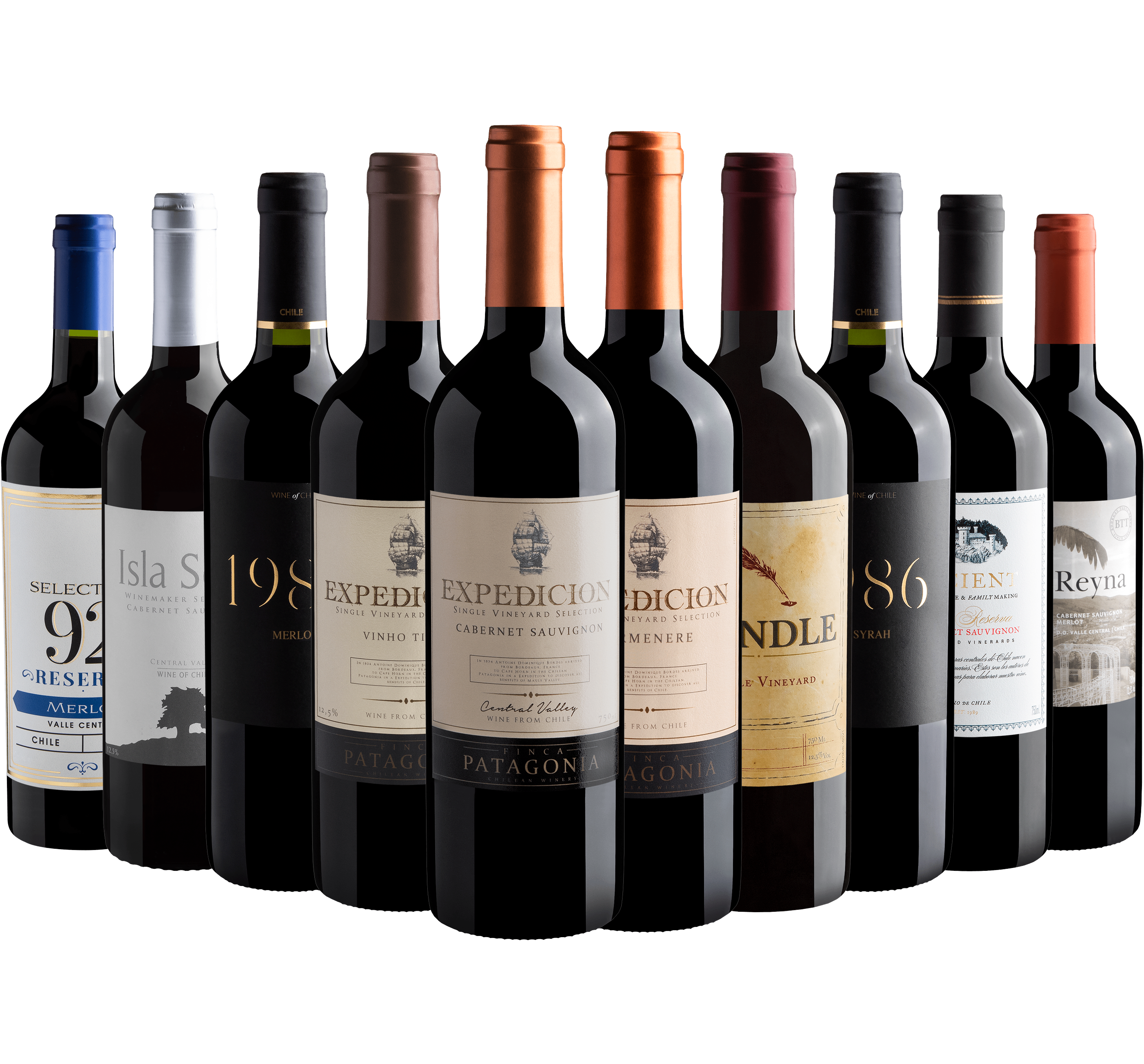 Kit 10 Vinhos Chilenos por R$26,90 cada garrafa