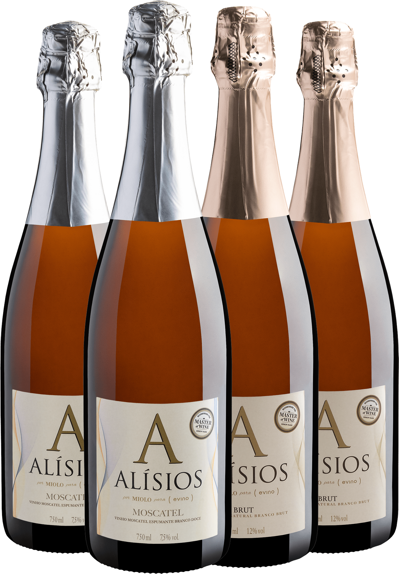 Kit Alísios | 2 Moscatel + 2 Brut por R$49,90 cada garrafa