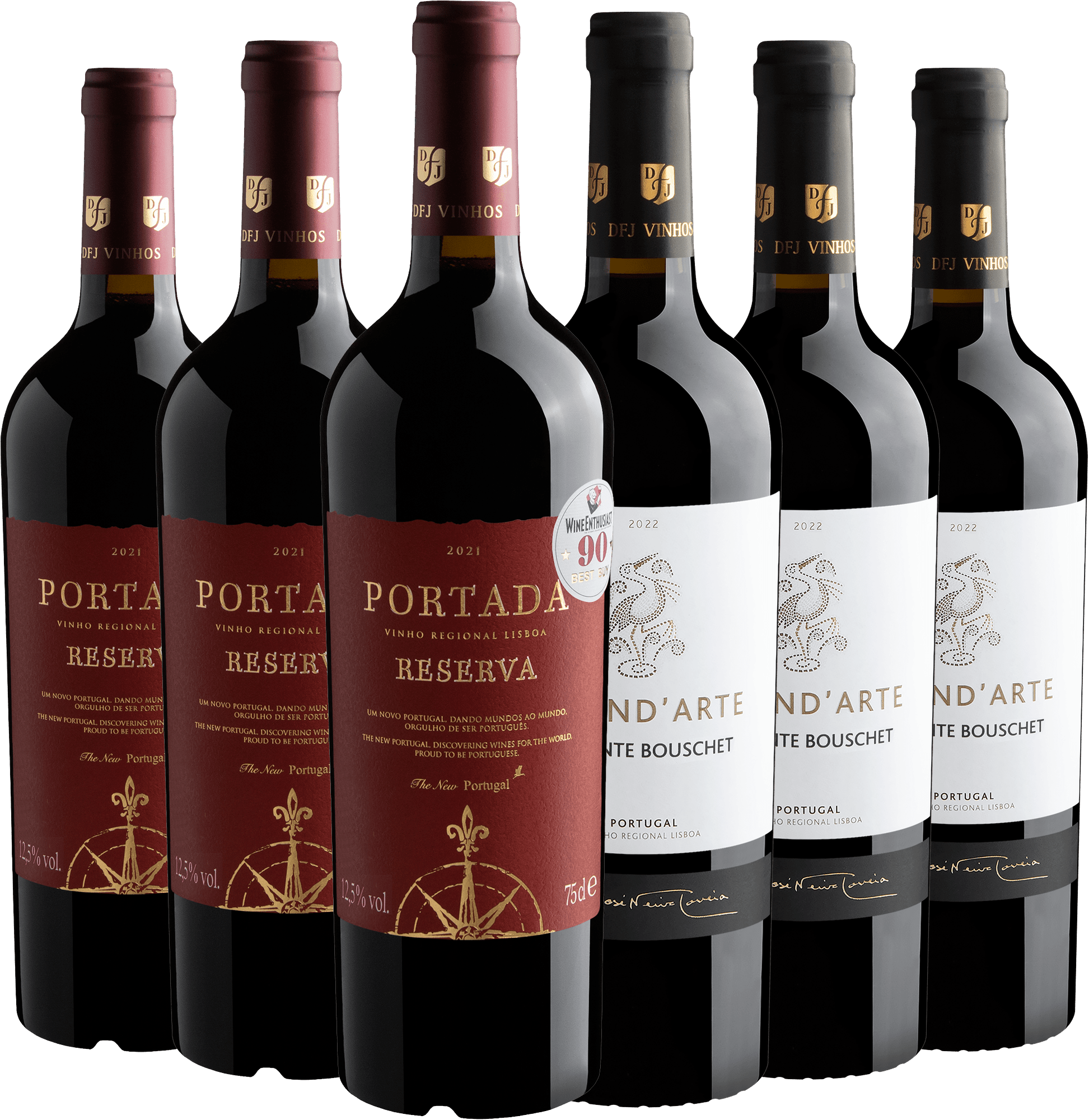 Kit 3 Portada Reserva + 3 Grand’Arte Alicante Bouschet por R$67,90 cada garrafa