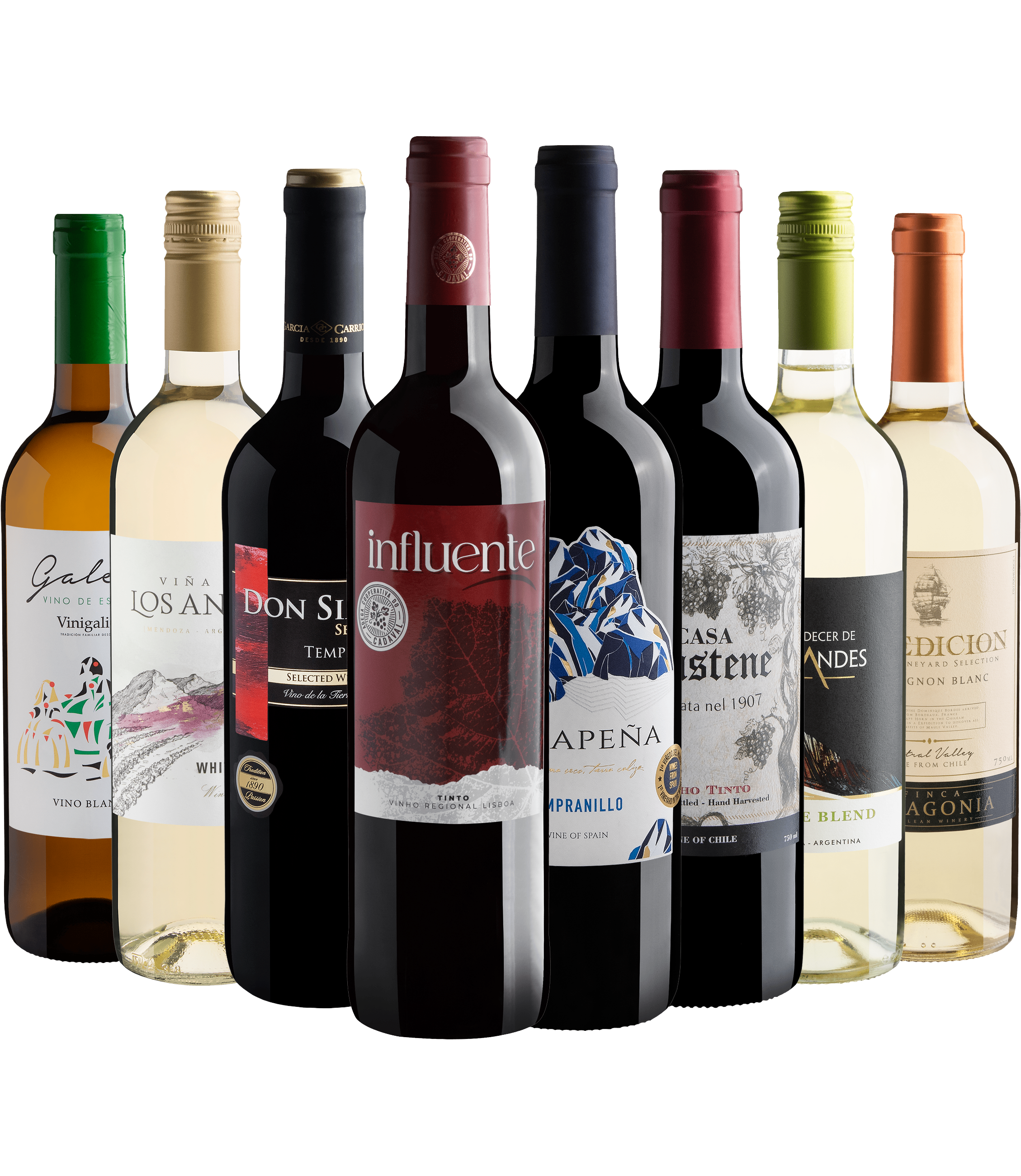 Kit 8 Vinhos por R$26,90 cada garrafa