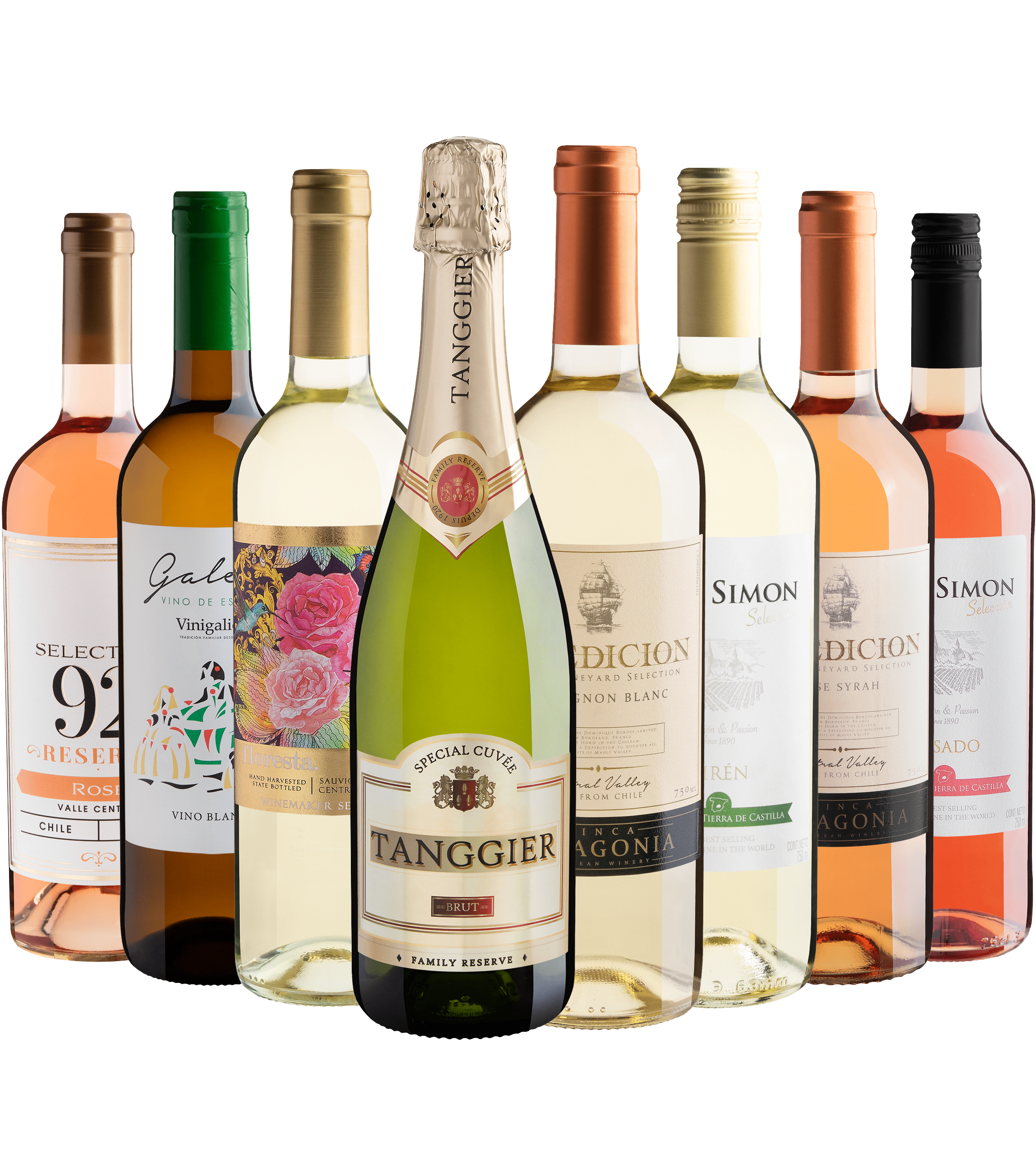 Kit 8 Vinhos Refrescantes com Tanggier Brut por R$29,90 cada garrafa