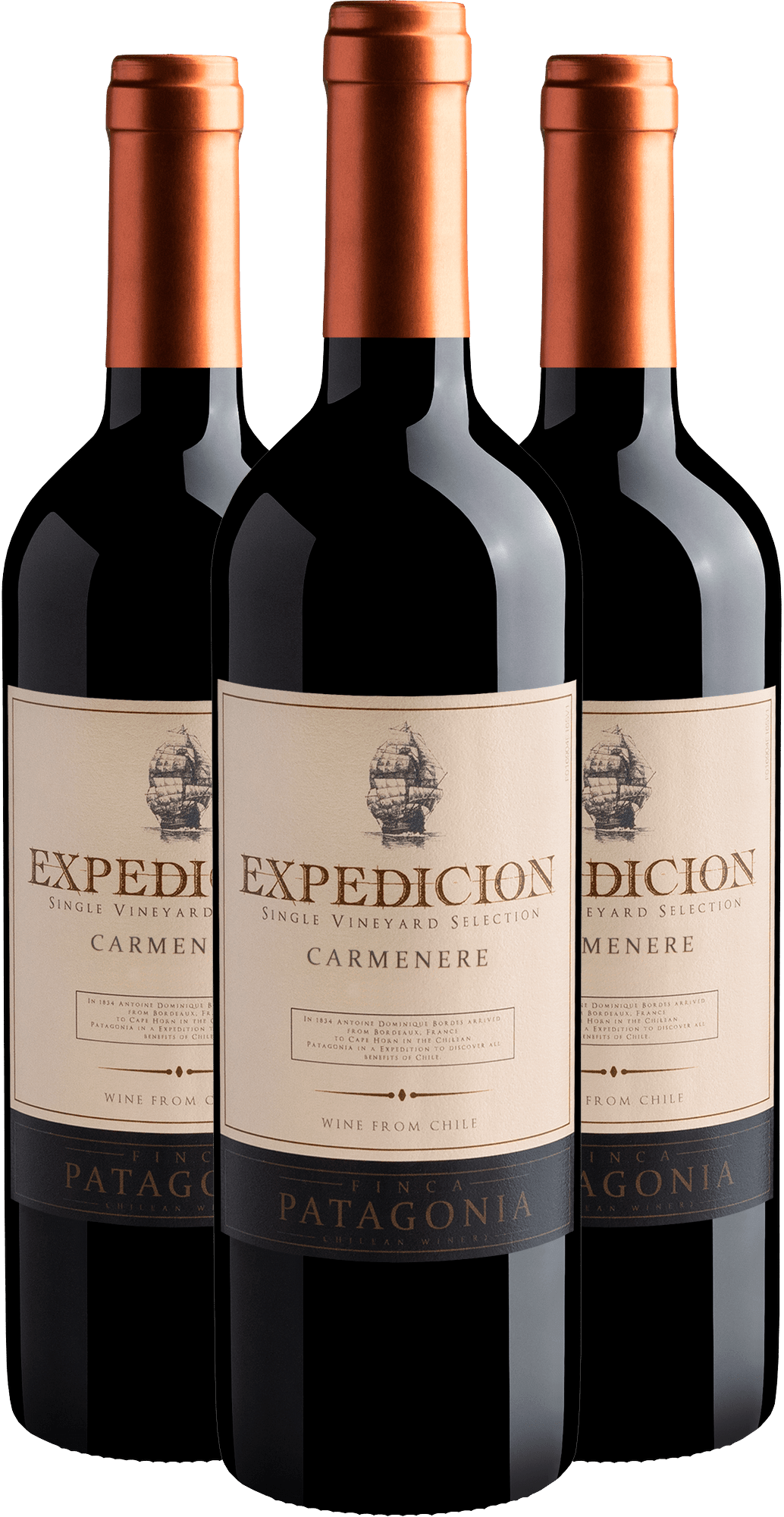 Kit 3 Finca Patagonia Expedicion Single Vineyard Selection Carménère Central Valley D.O. por R$99,90