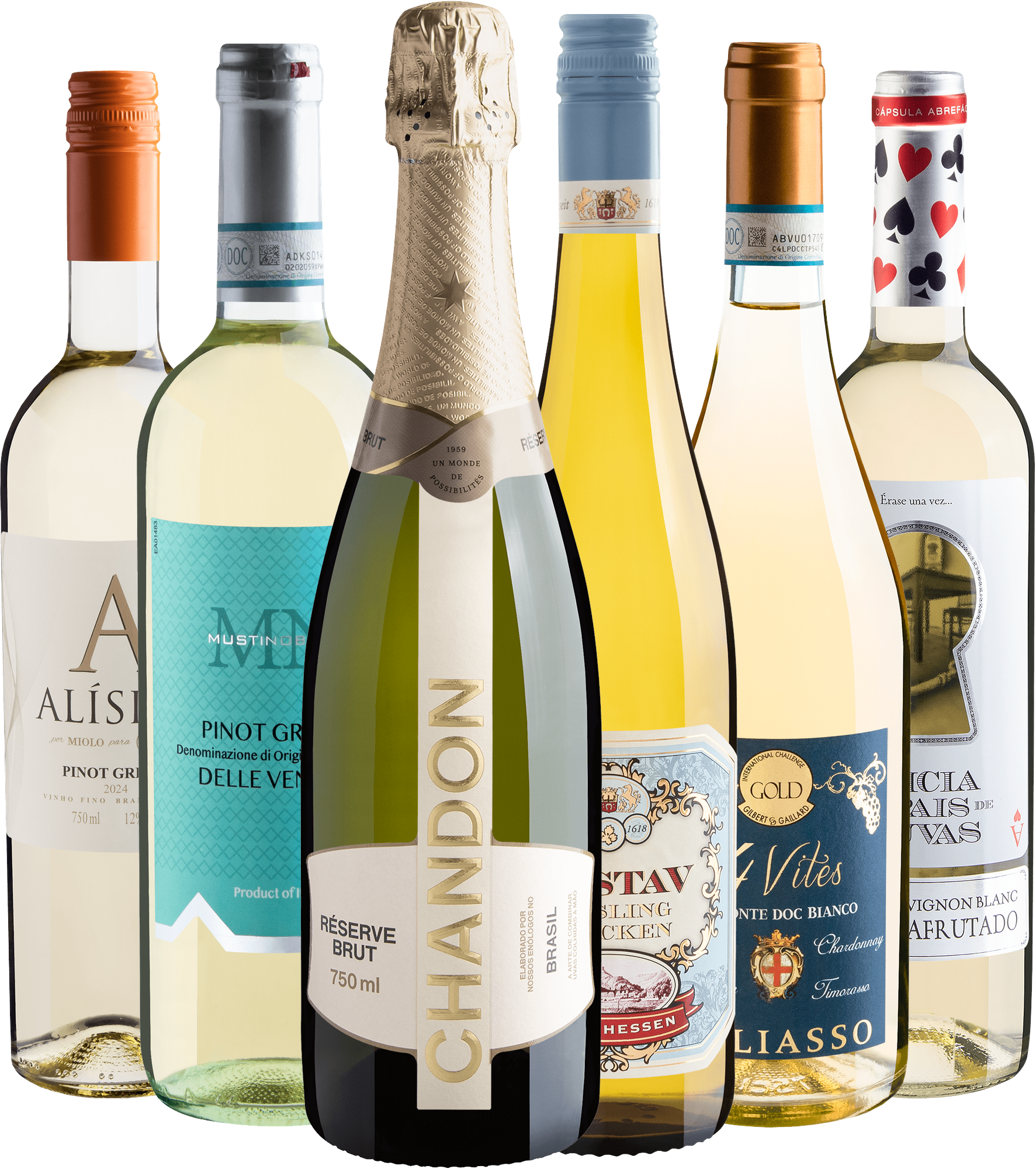 Kit 6 Vinhos Brancos Best Sellers com Chandon Réserve Brut por R$59,90 cada garrafa