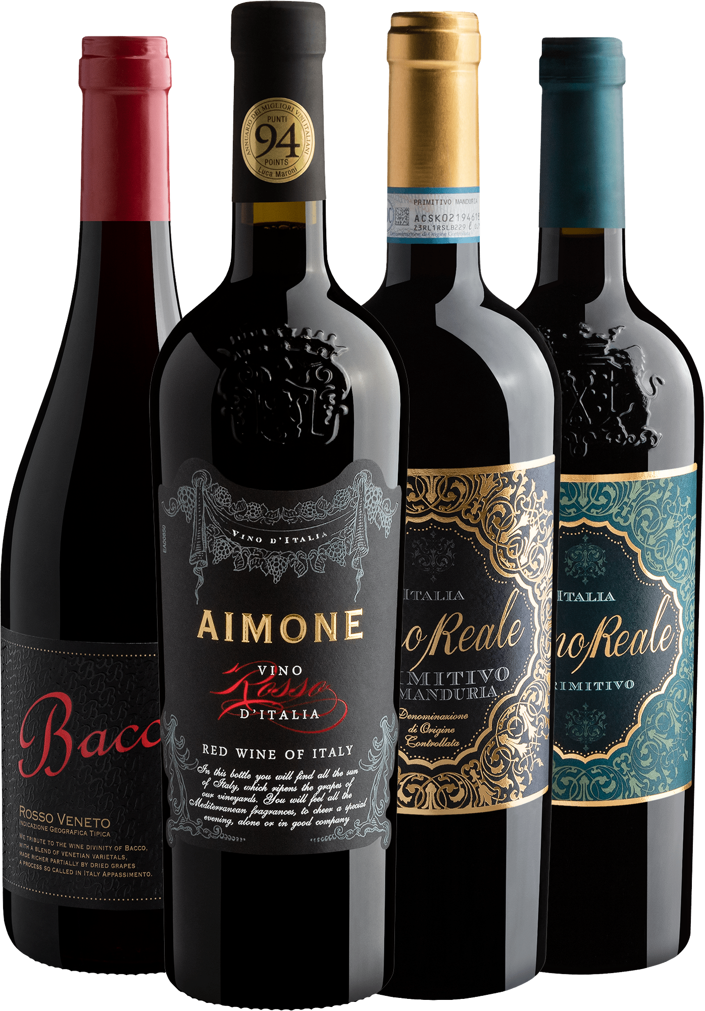 Kit 4 Vinhos Italianos Premiados por R$79,90 cada garrafa