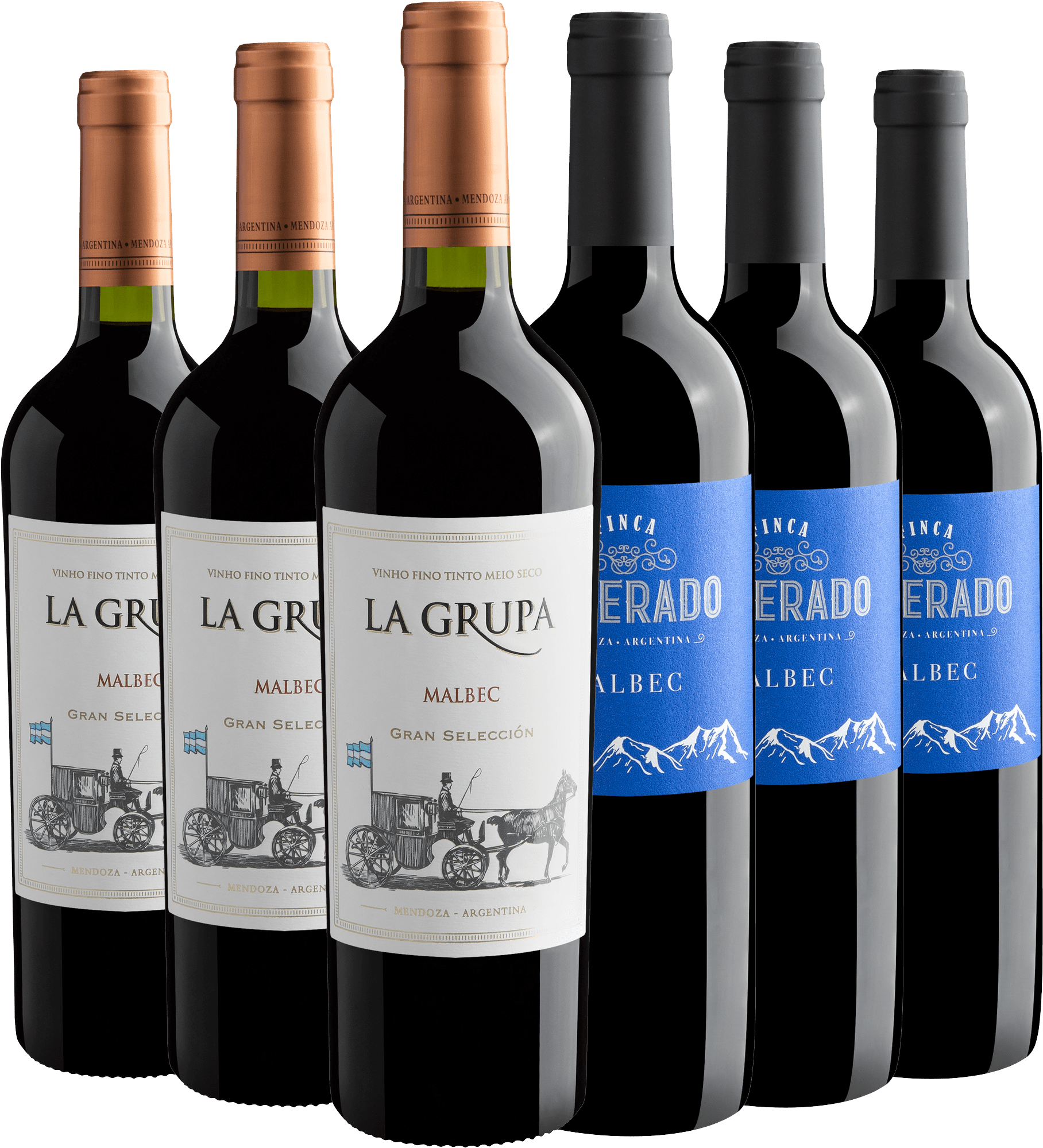 Kit Malbec | 3 Finca Silverado + 3 La Grupa por R$26,90 cada garrafa