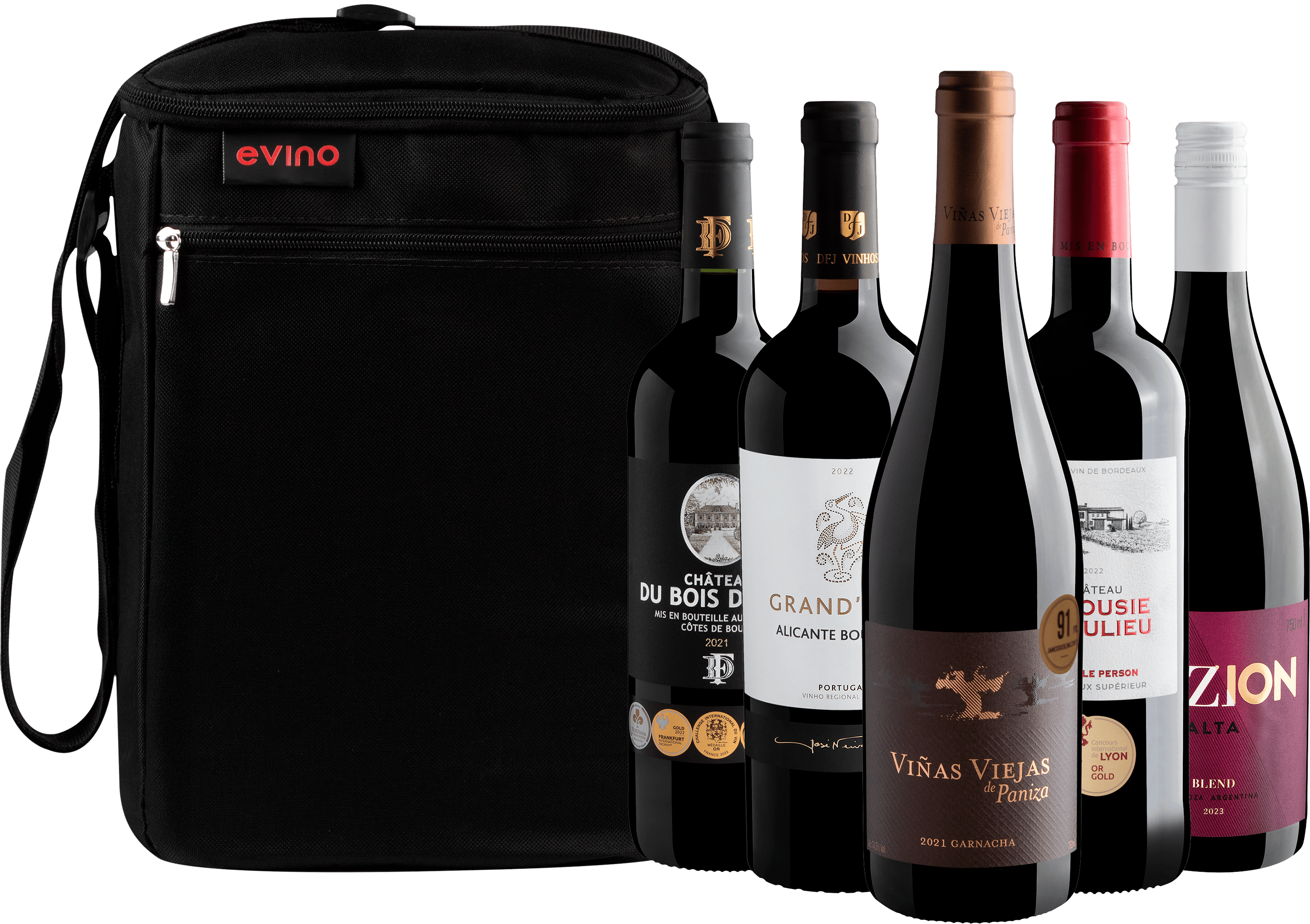 Kit 5 Best Sellers Premium por R$93,90 cada garrafa + Bolsa Exclusiva Grátis